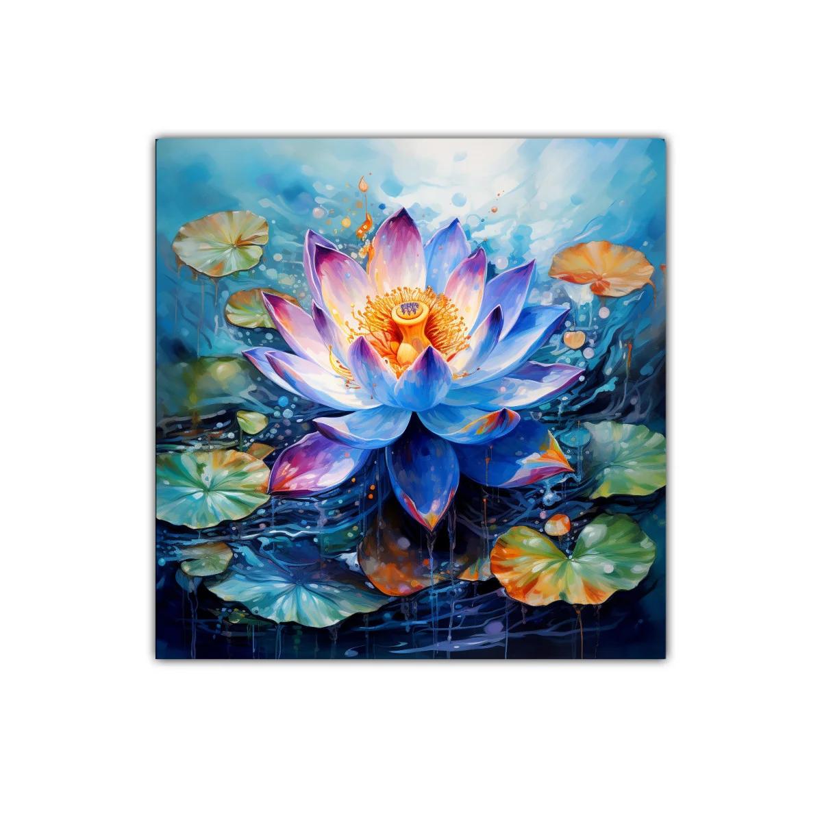 Flor de loto vibrante con hojas verdes y fondo acuático — imagen principal