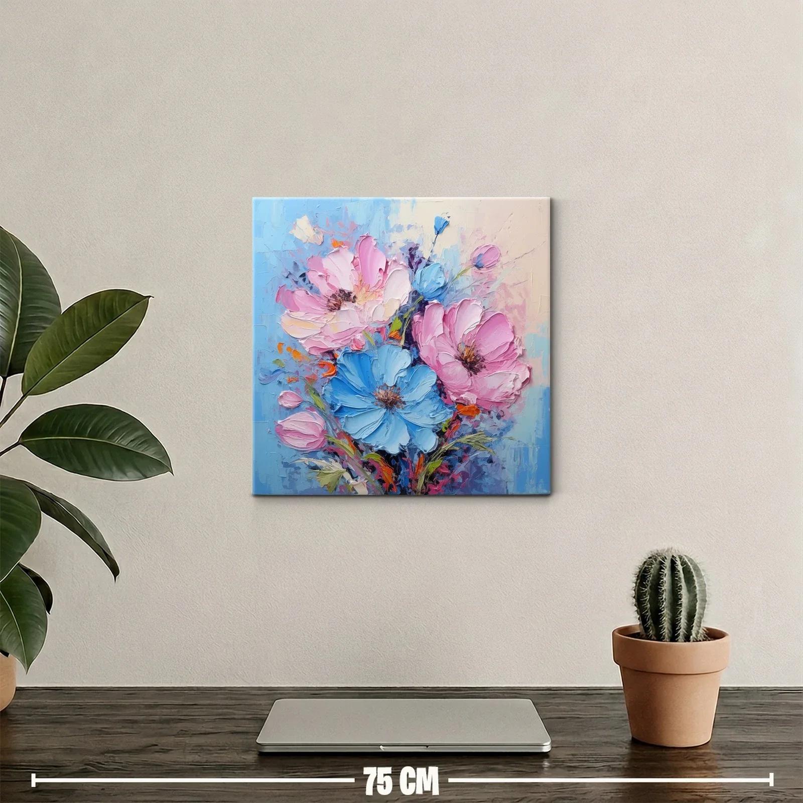 Ramo de flores vibrantes en tonos azules y rosas — miniatura 2