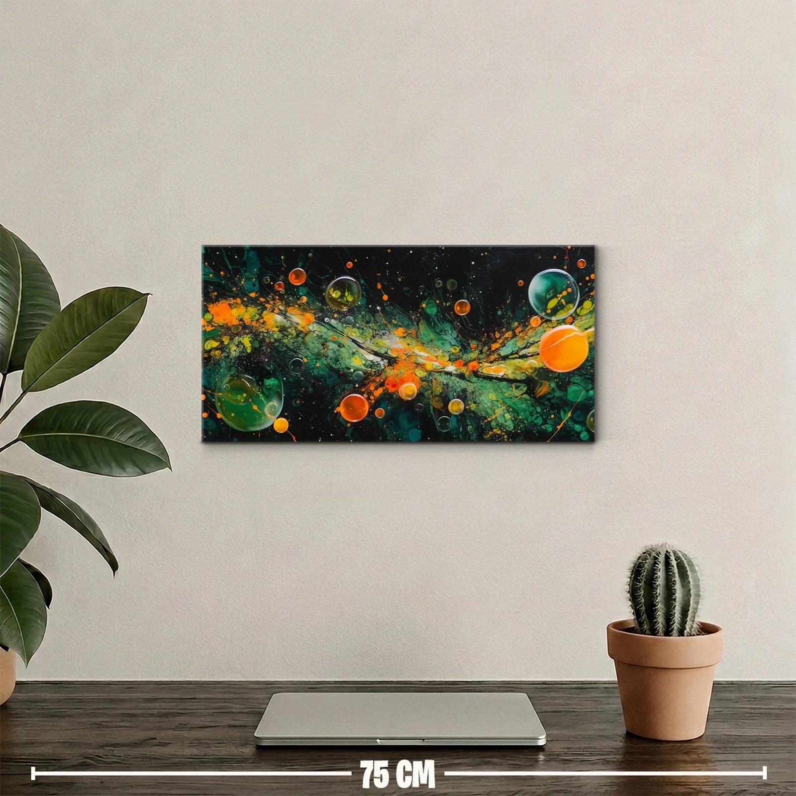 Cuadro galaxia abstracta con flujo diagonal y salpicaduras — miniatura 2