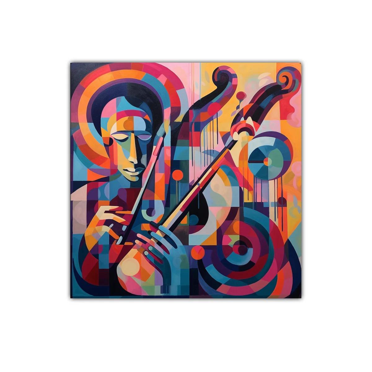 Cuadro abstracto de músico con vibrante paleta de colores — miniatura 1