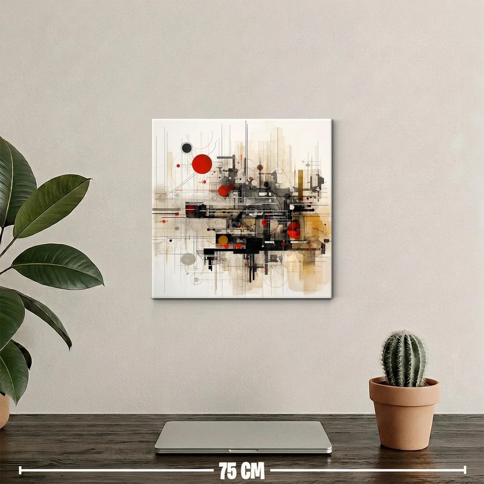 Composición geométrica con toques rojos y negros vibrantes — miniatura 2