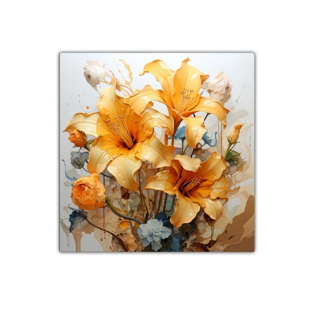 Cuadro decorativo con vibrantes flores amarillas en composición elegante