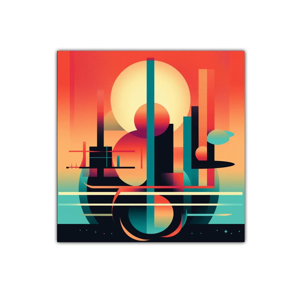 Cuadro abstracto con formas geométricas y tonos cálidos — imagen principal