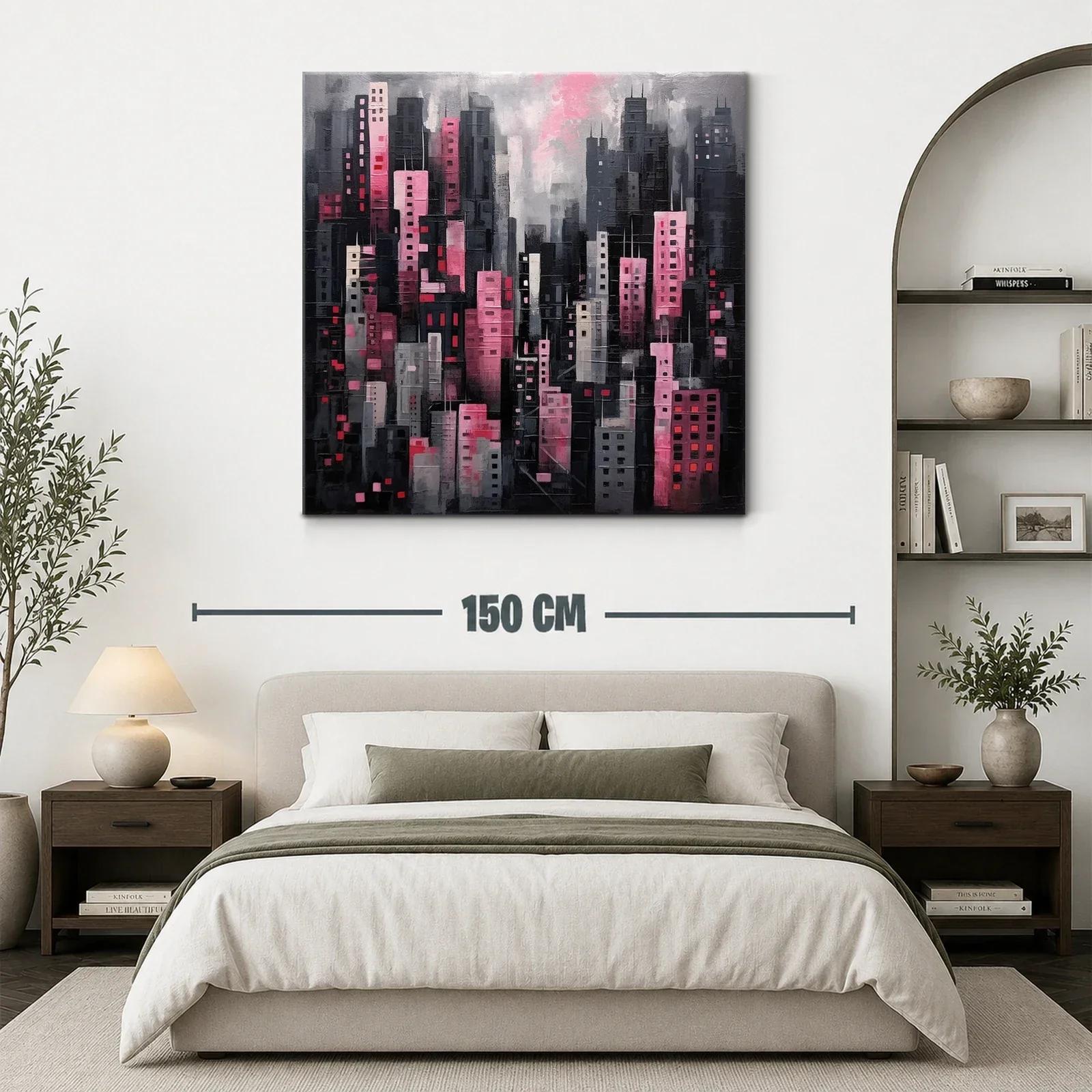 Ciudad nocturna en tonos rosas y grises modernos — miniatura 3