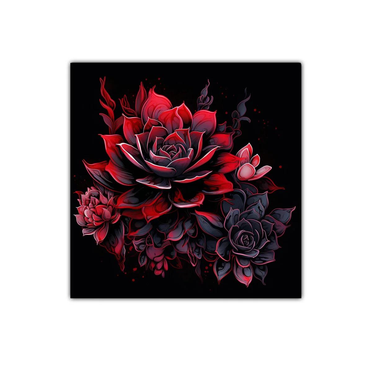 Ramo de flores vibrantes en tonos rojos y negros — imagen principal