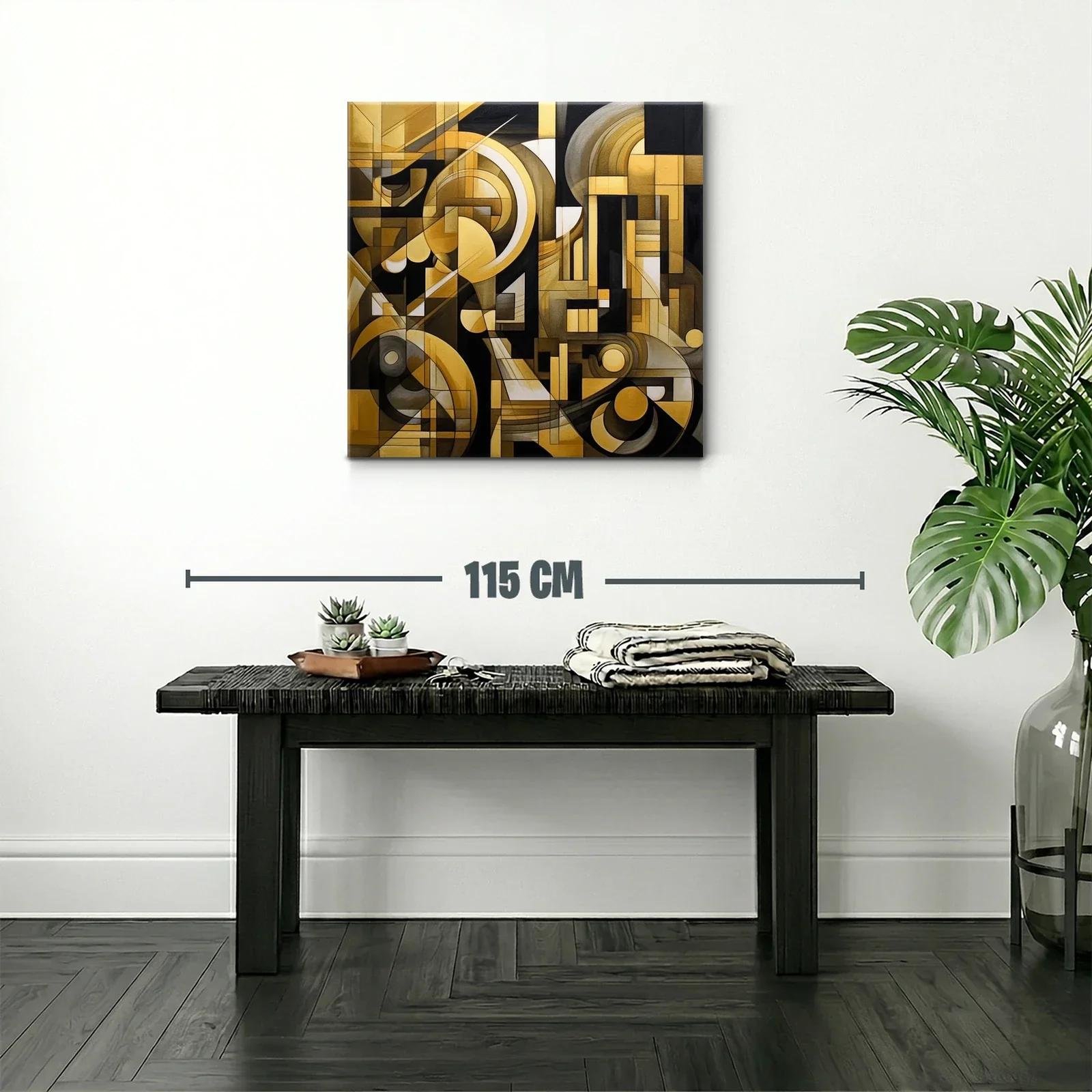 Composición geométrica abstracta en tonos dorados y negros — miniatura 2