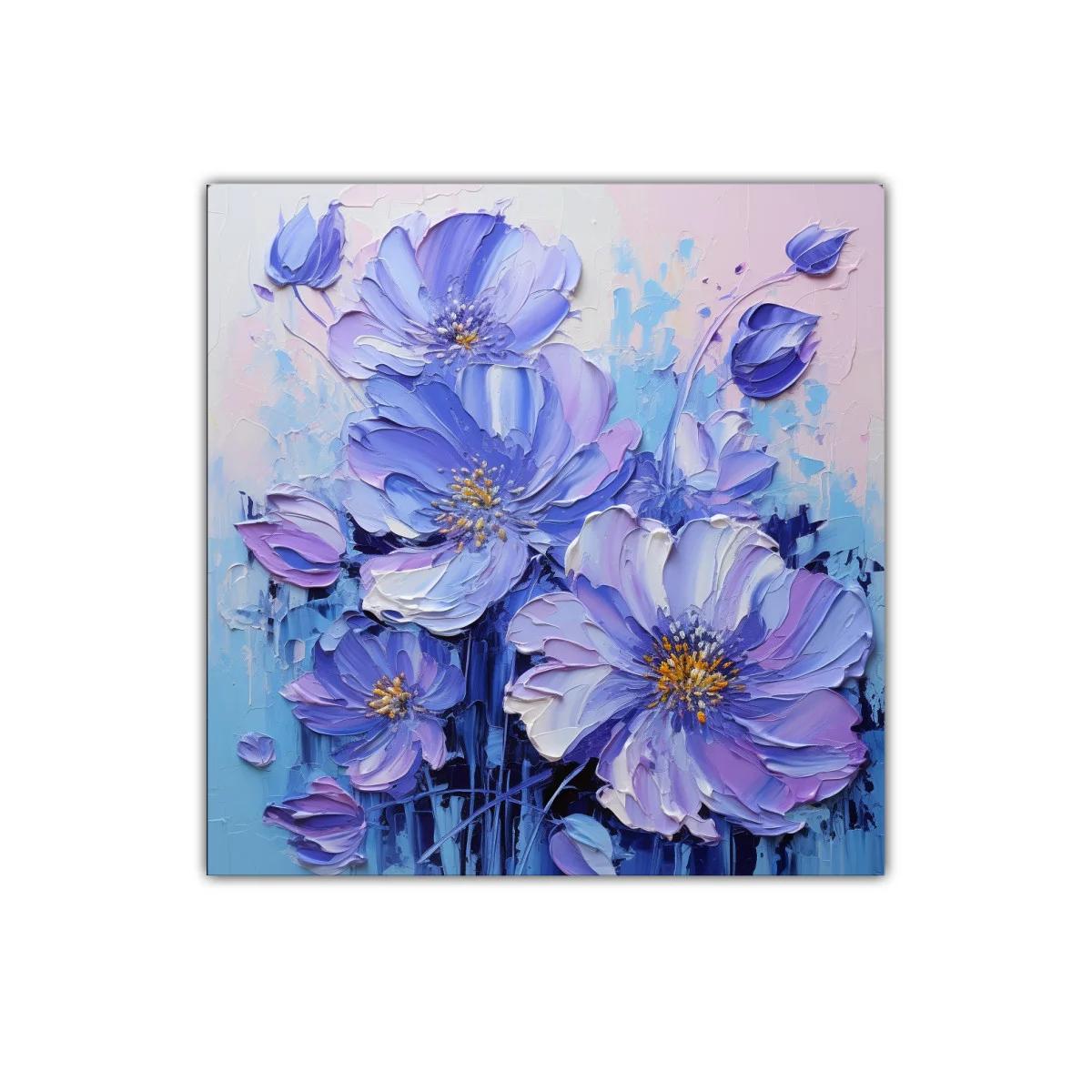Cuadro decorativo con delicadas flores en tonos lilas y azules — imagen principal