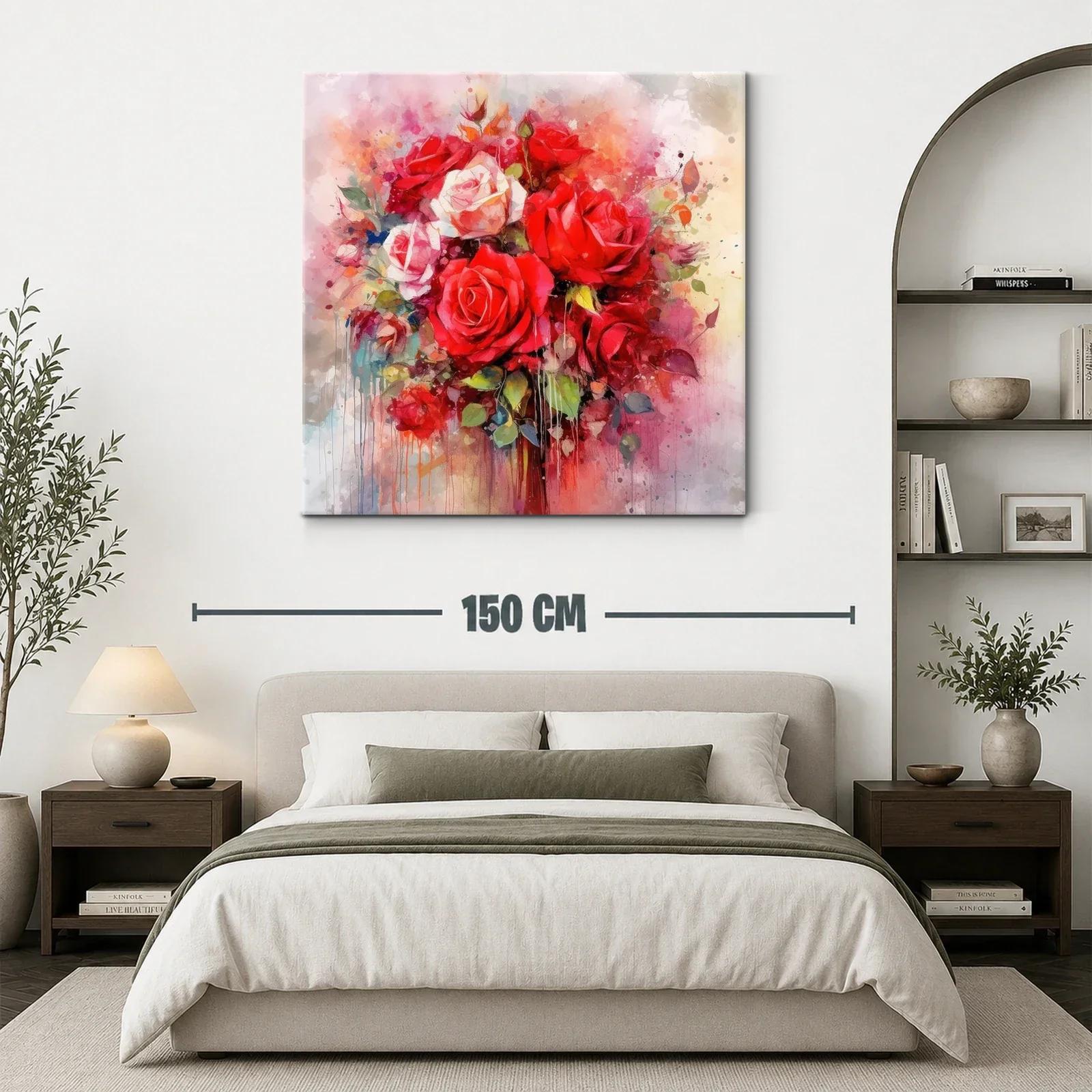 Ramo de rosas vibrantes con notas acuareladas y delicadas — miniatura 3