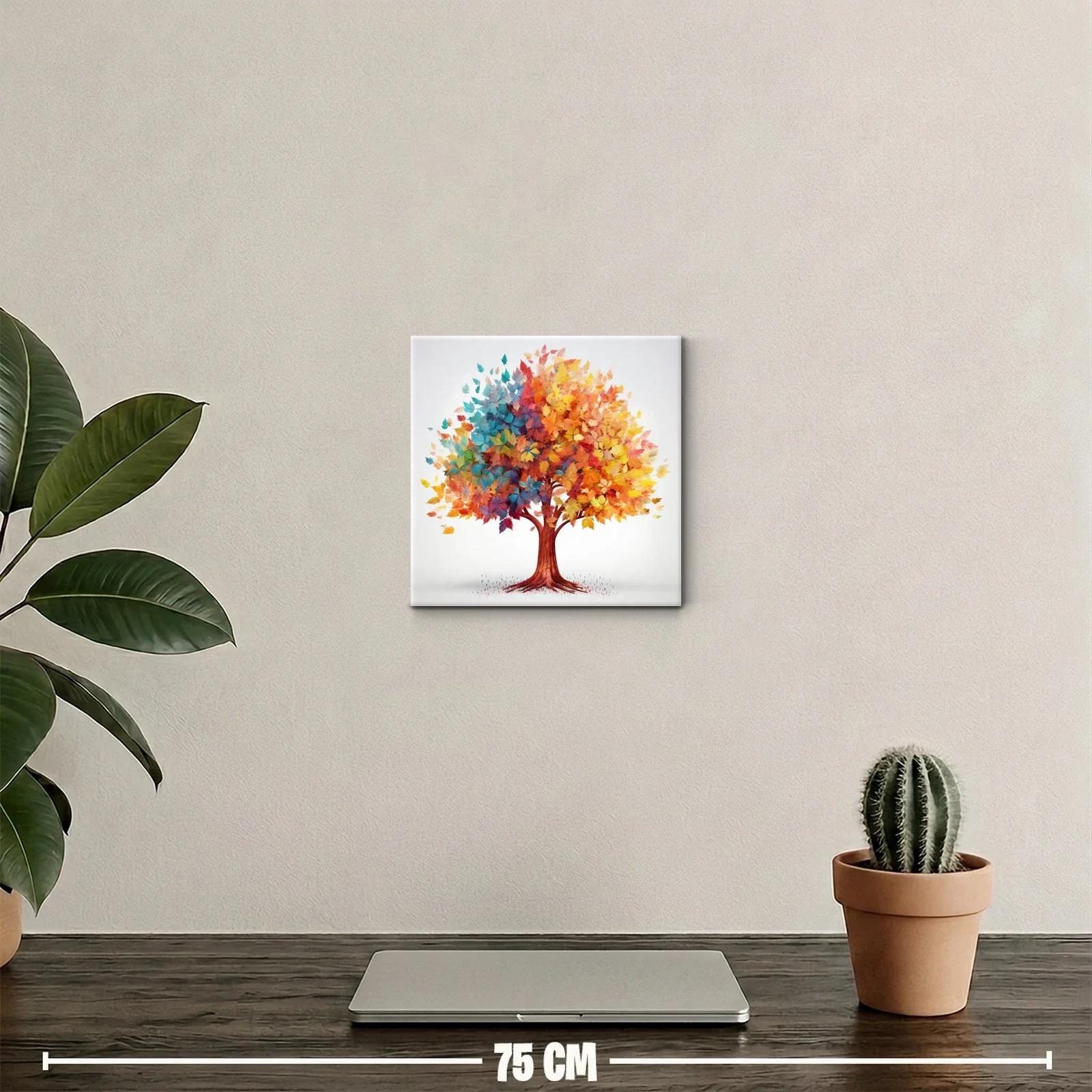 Árbol con hojas multicolores en tonos cálidos y fríos — miniatura 2