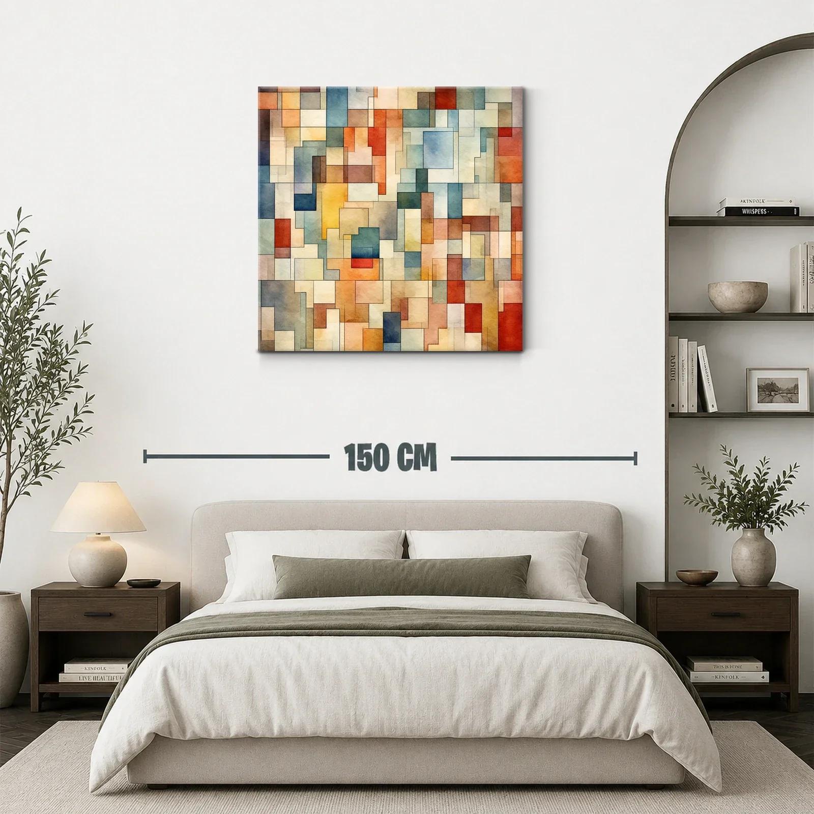 Composición abstracta con bloques en tonos cálidos y fríos — miniatura 3