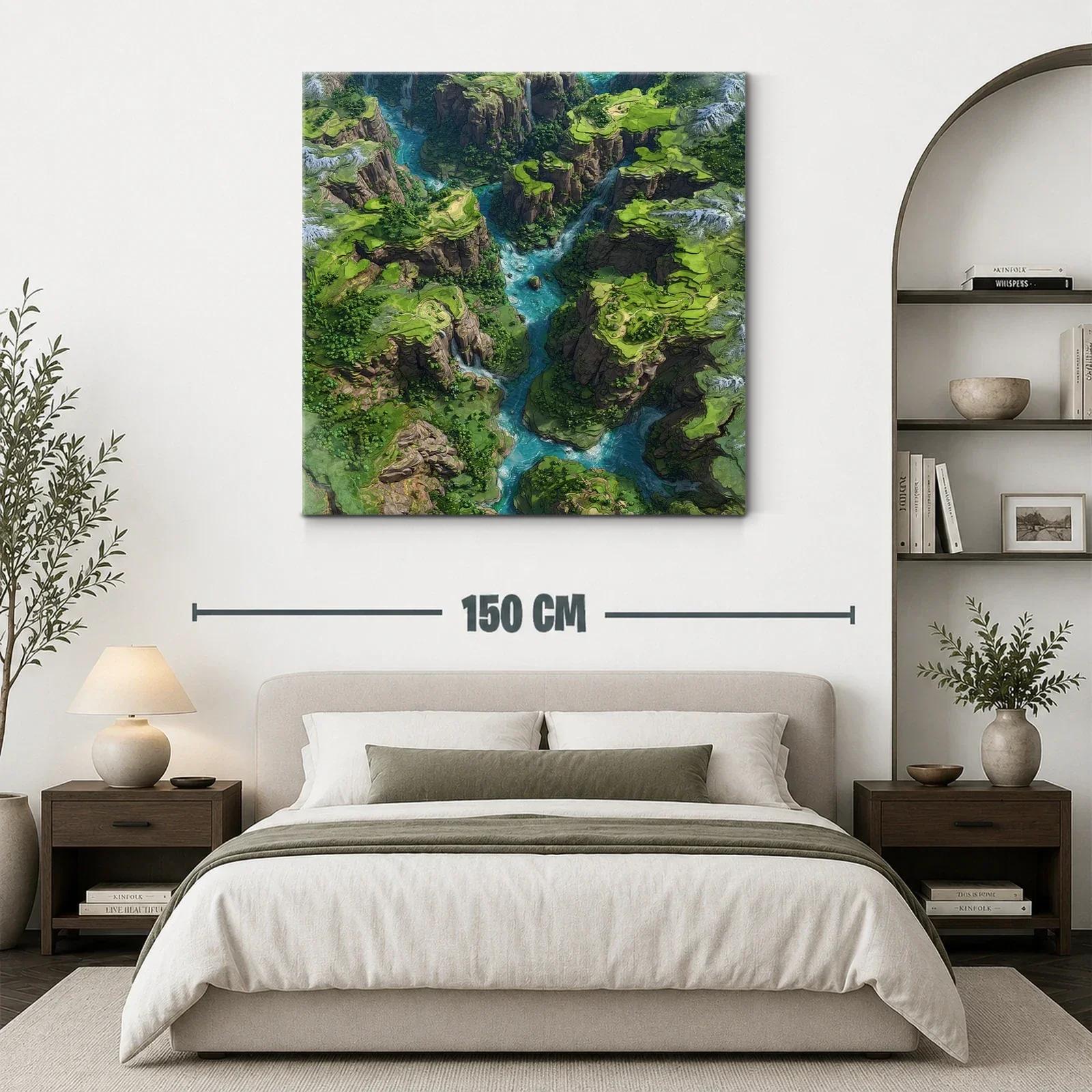 Cañón verde con río azul serpenteante y acantilados rocosos — miniatura 3