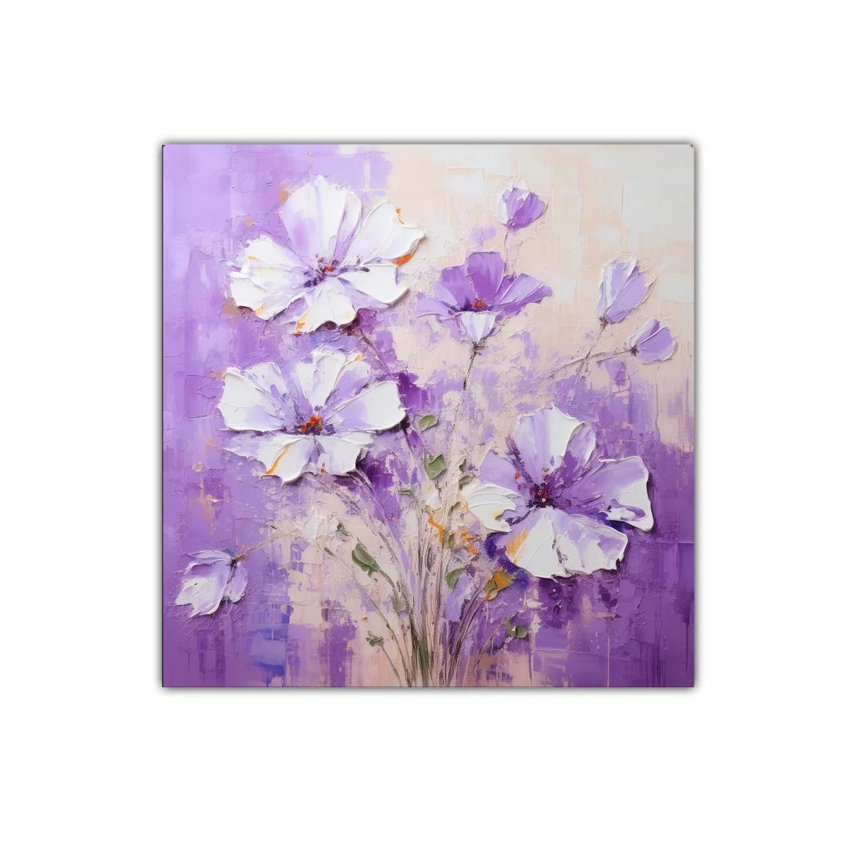 Cuadro floral en tonos lilas y blancos para decoración elegante — imagen principal
