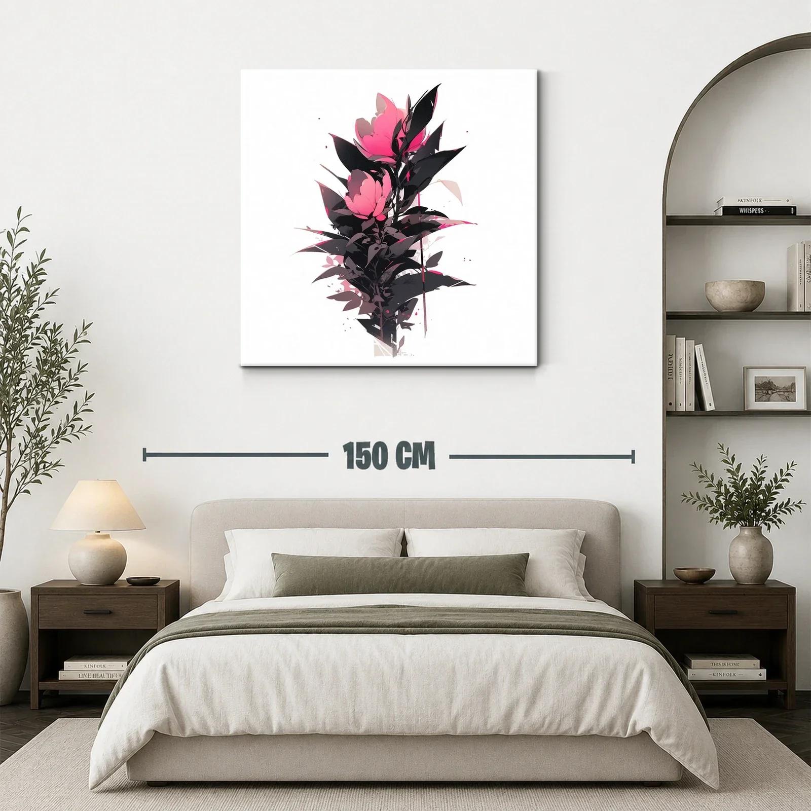 Cuadro floral con rosas en tonos fucsia y negro — miniatura 3