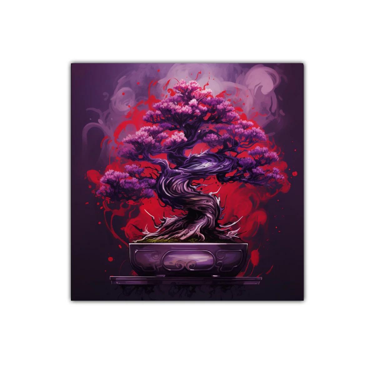 Árbol de Bonsái en Rojos y Morados Vibrantes — miniatura 1