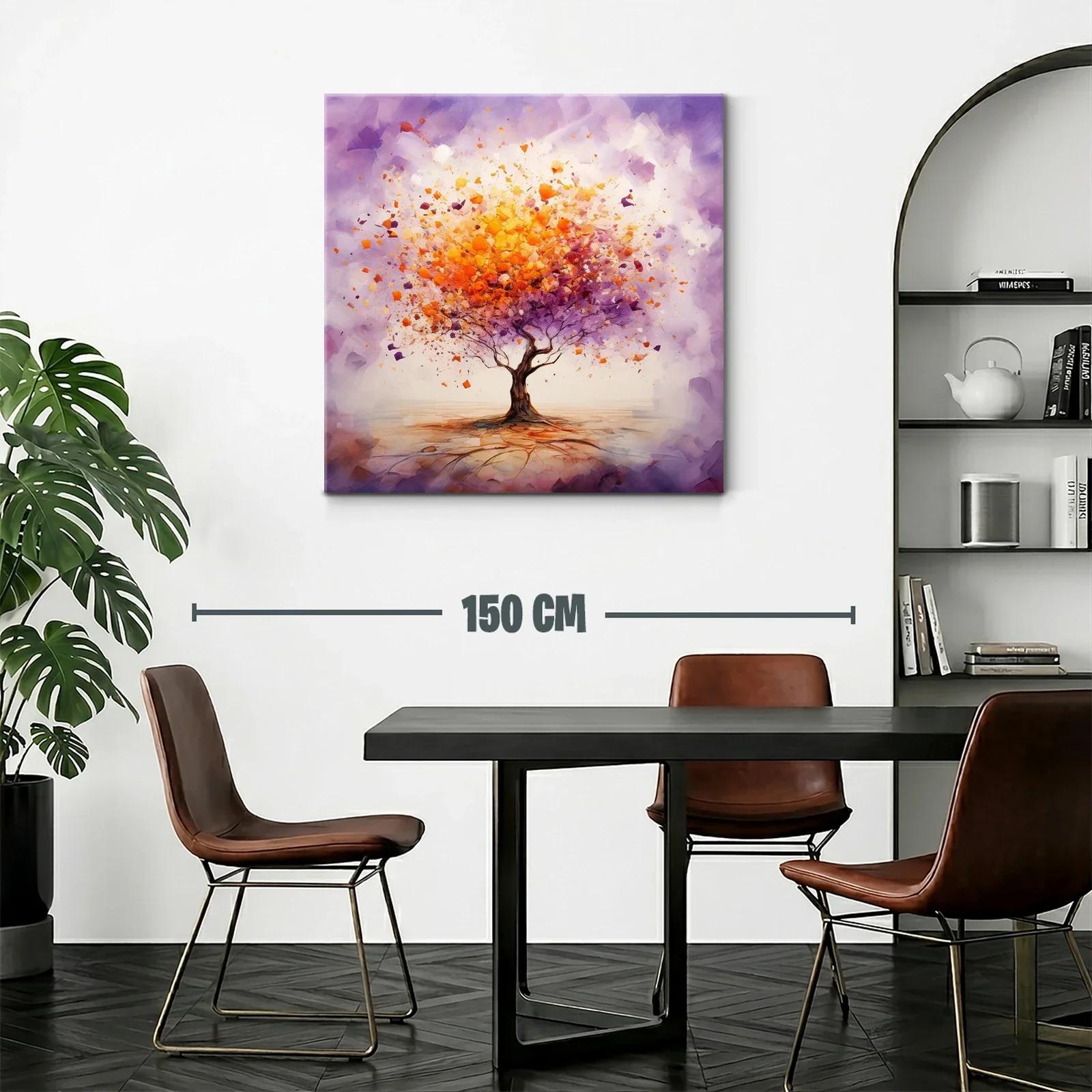 Árbol vibrante con explosión de hojas en tonos cálidos y morados — miniatura 2