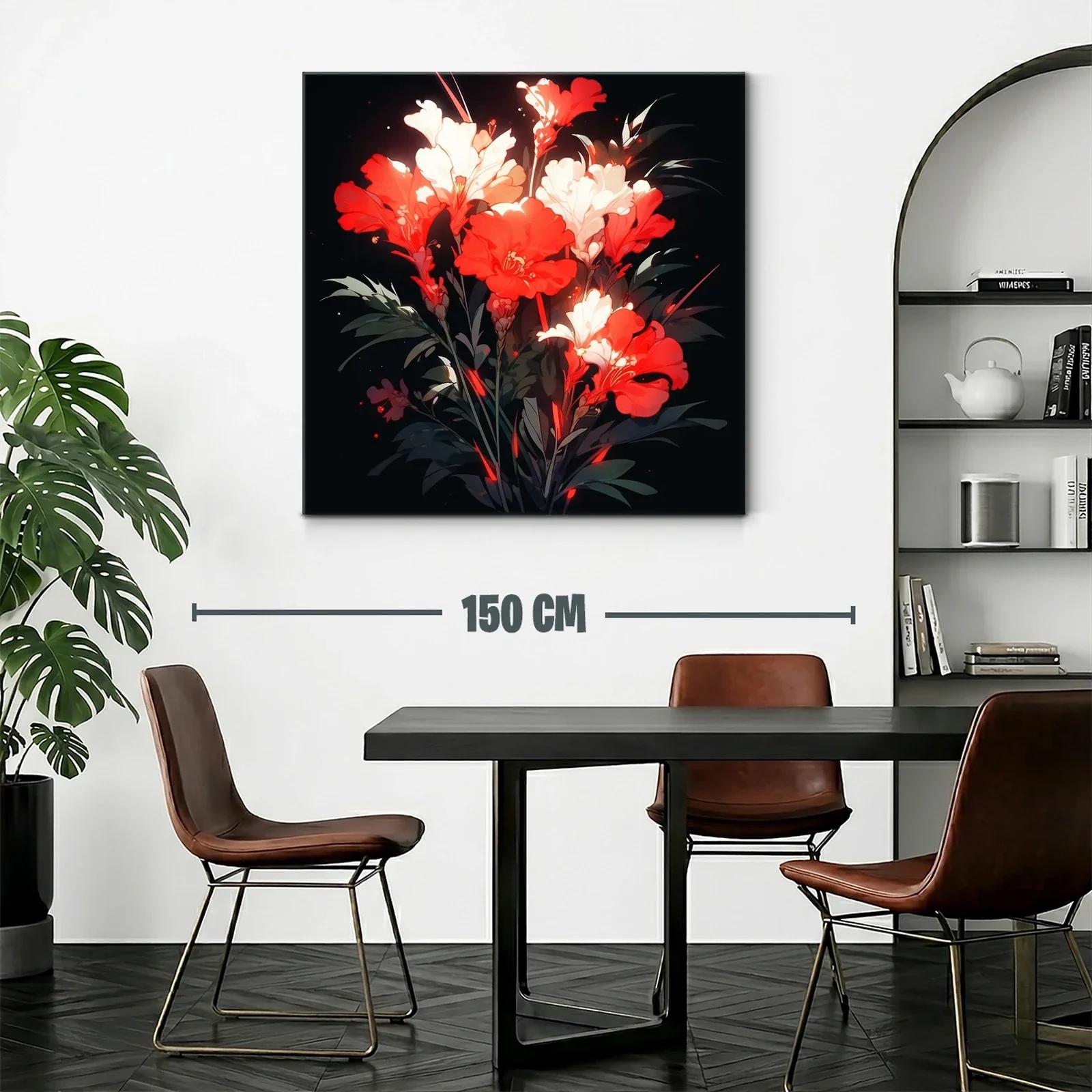 Ramo vibrante de flores rojas y blancas sobre fondo oscuro — miniatura 2