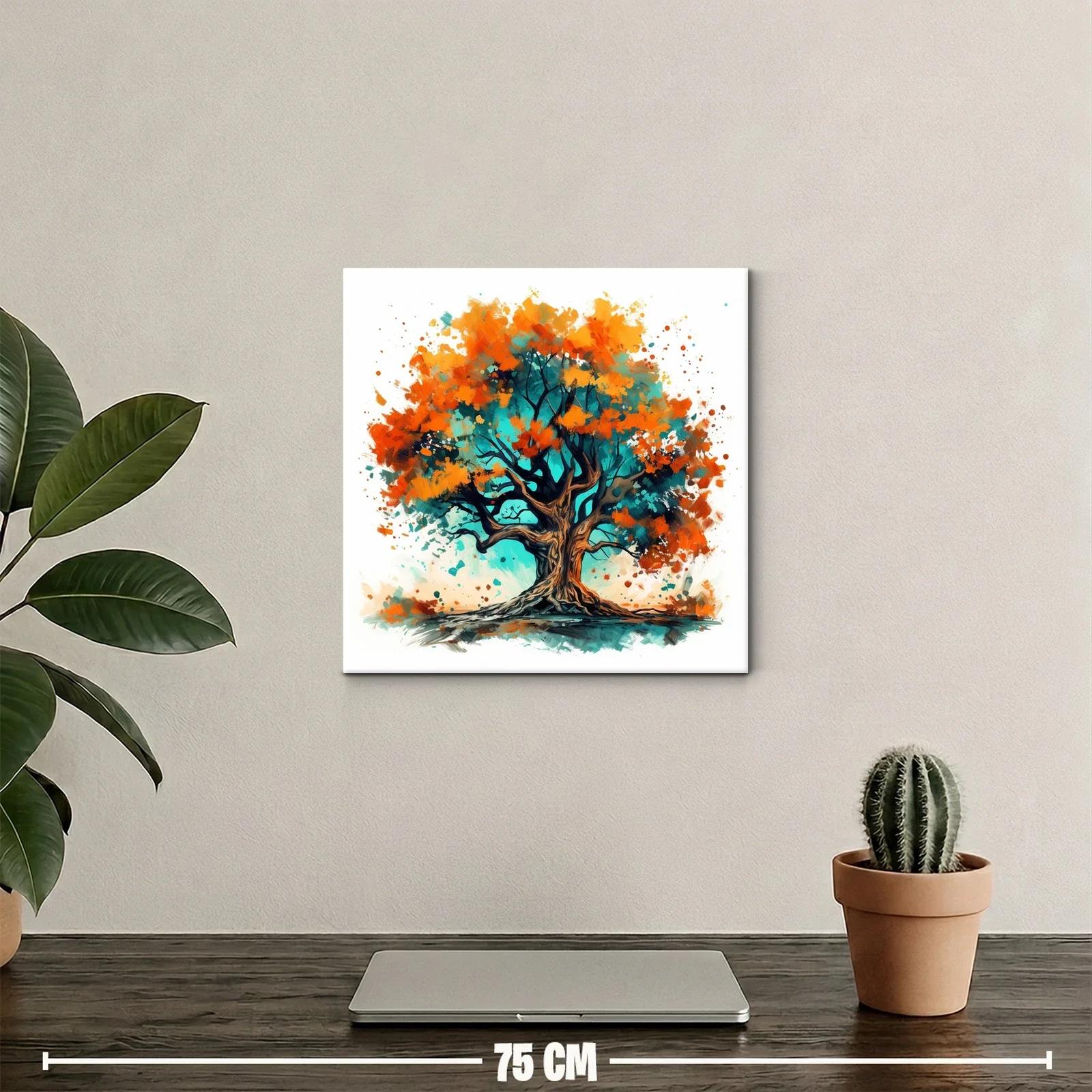 Árbol vibrante con tonos cálidos y frescos en composición dinámica — miniatura 2