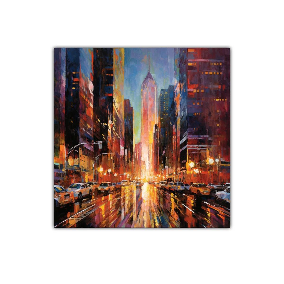 Atardecer urbanita con reflejos intensos y vibrantes — imagen principal