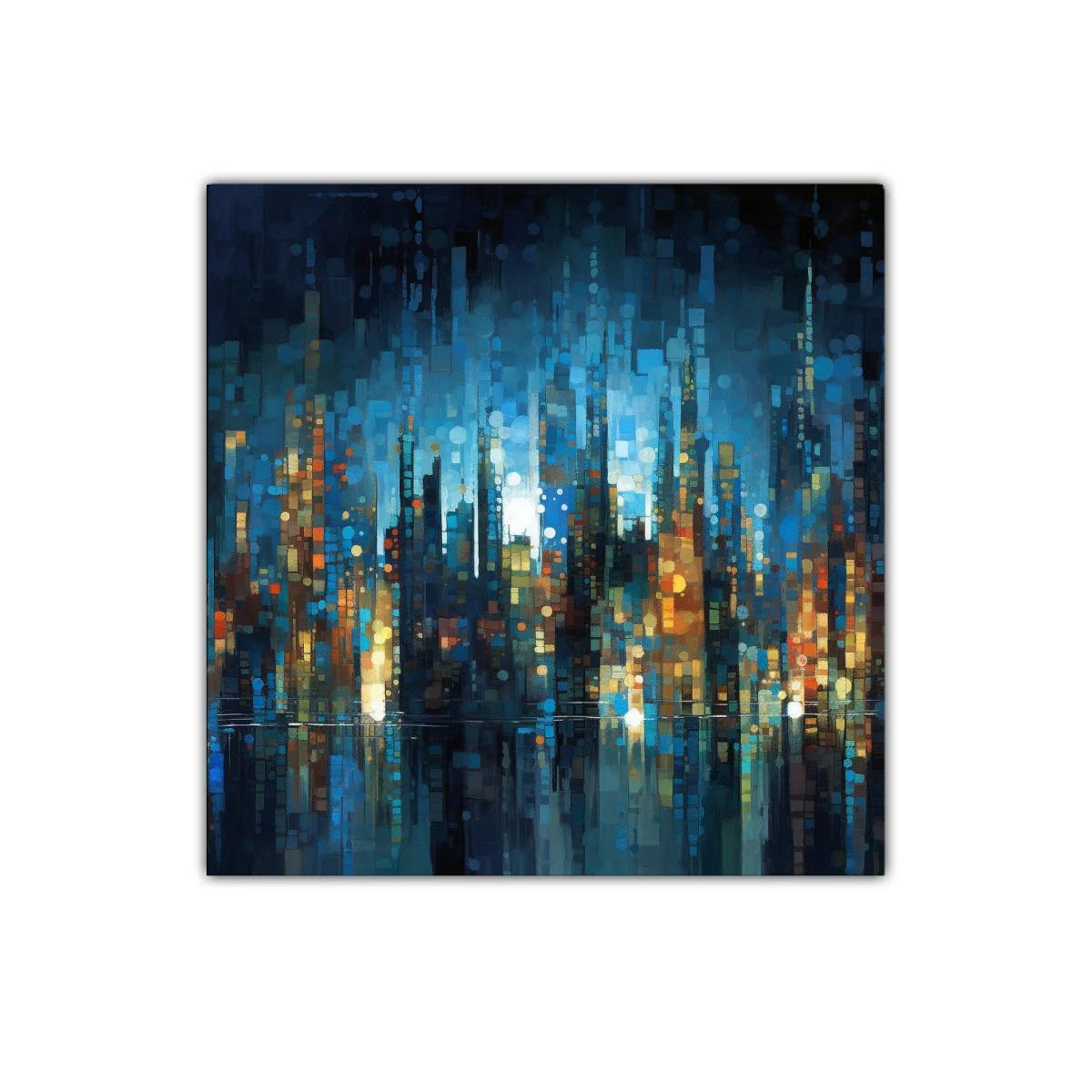 Cuadro arte moderno ciudad nocturna vibrante — imagen principal