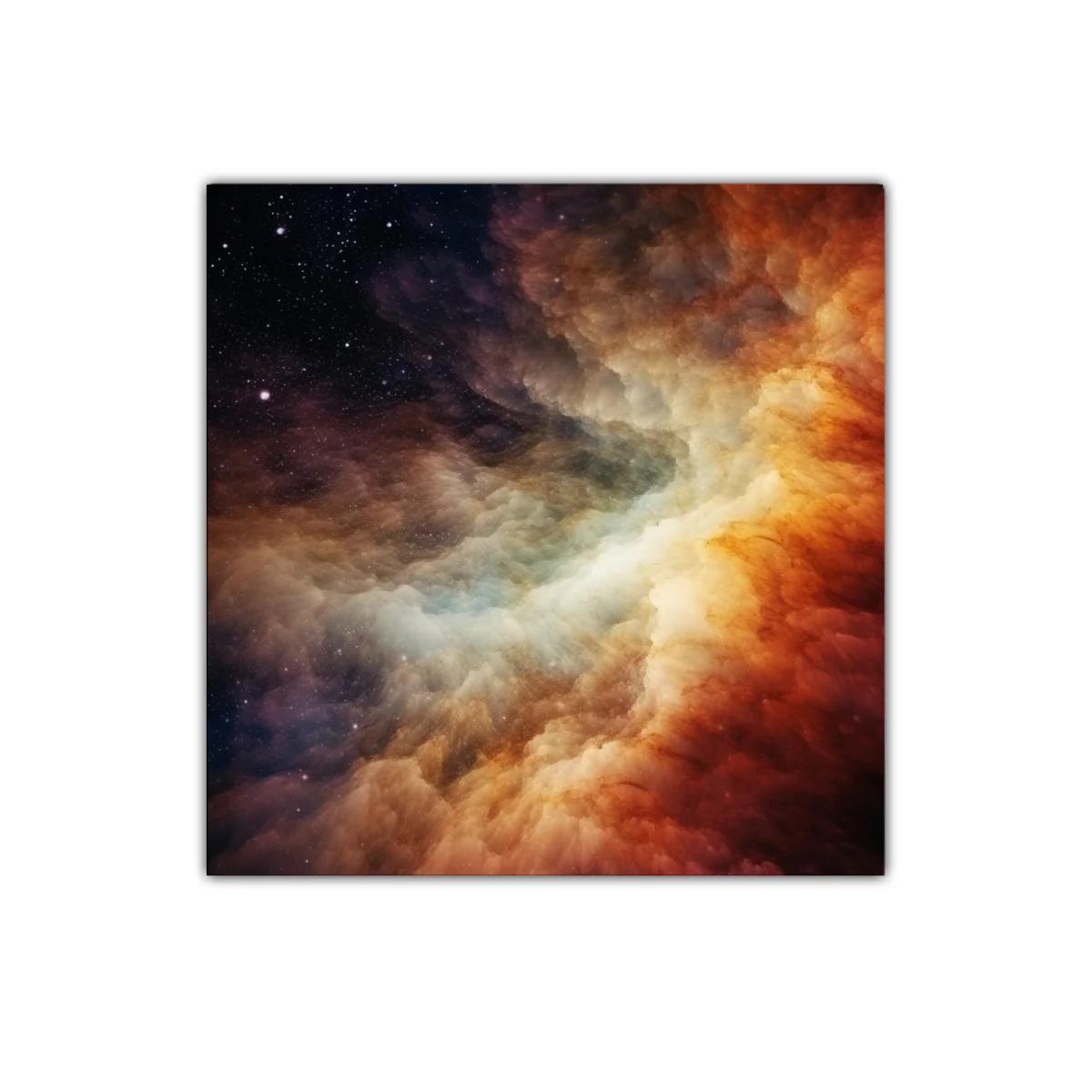 Vibrante abstracción nebulosa con tonos cálidos y estelares