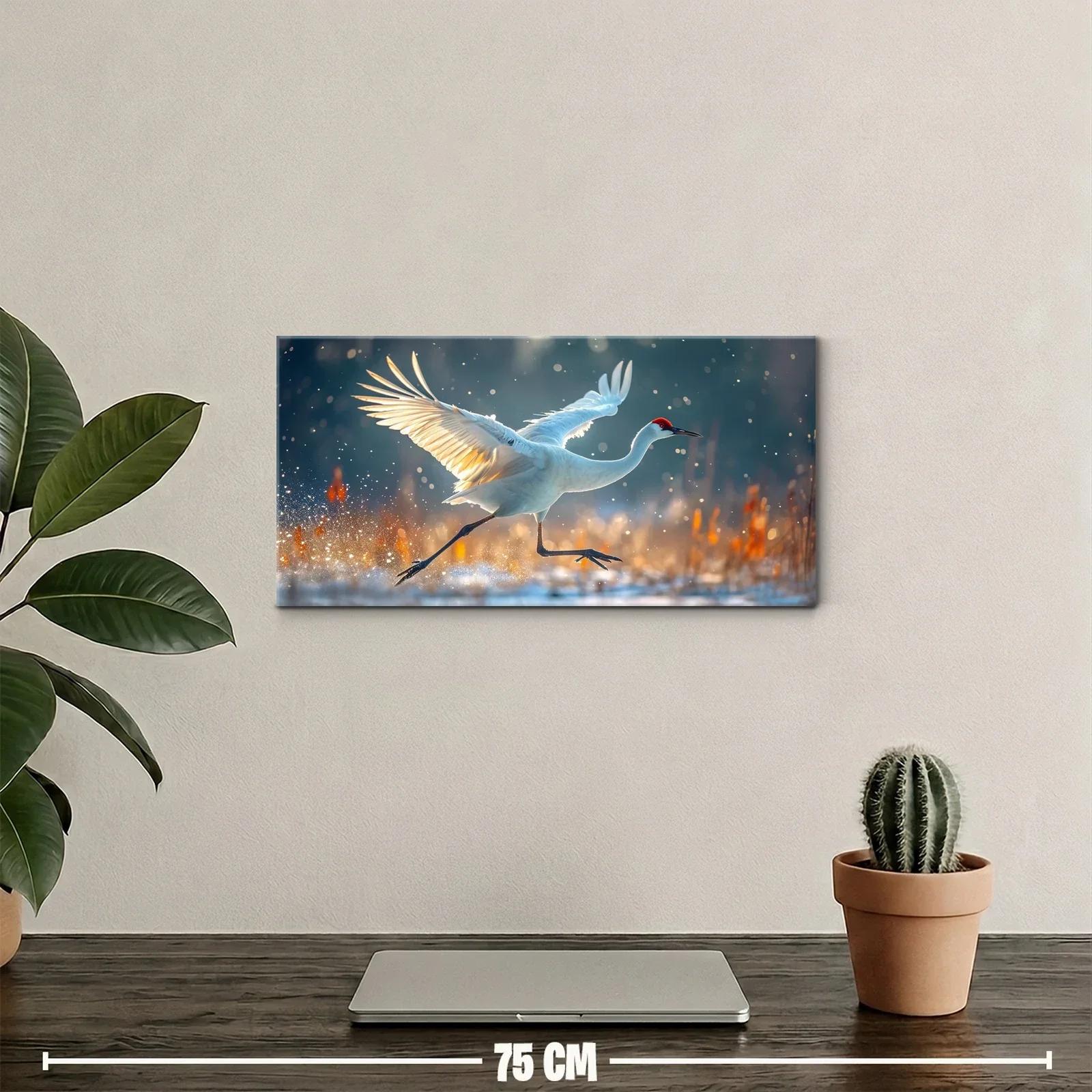 Cuadro grulla blanca con alas desplegadas — miniatura 2