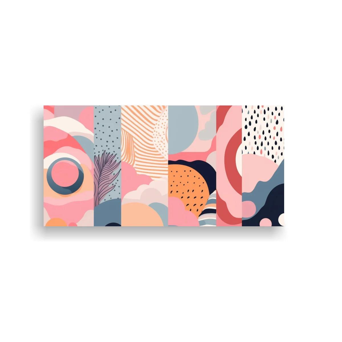 Cuadro abstracción geométrica con hojas dibujadas