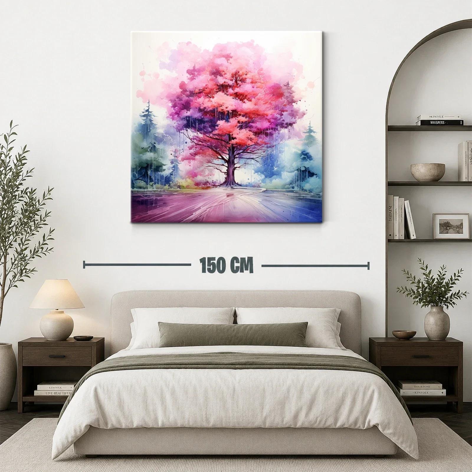 Árbol vibrante en tonos rosas y púrpuras con entorno nebuloso — miniatura 3