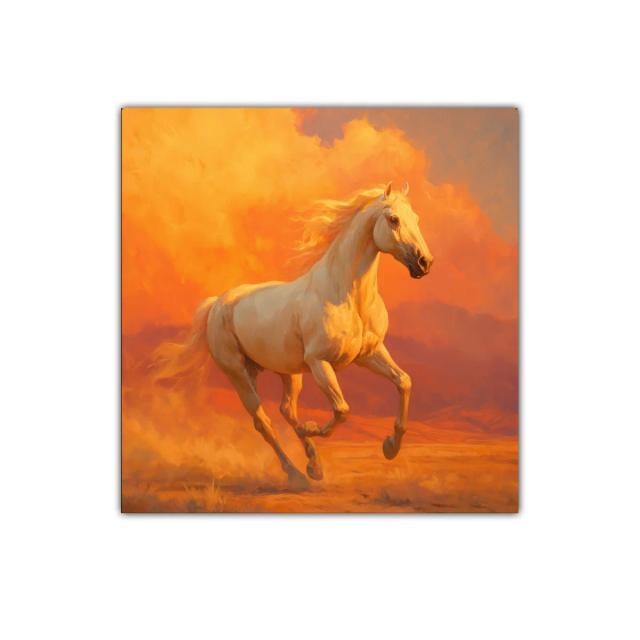 Cuadro caballo galopante en tonalidades vibrantes