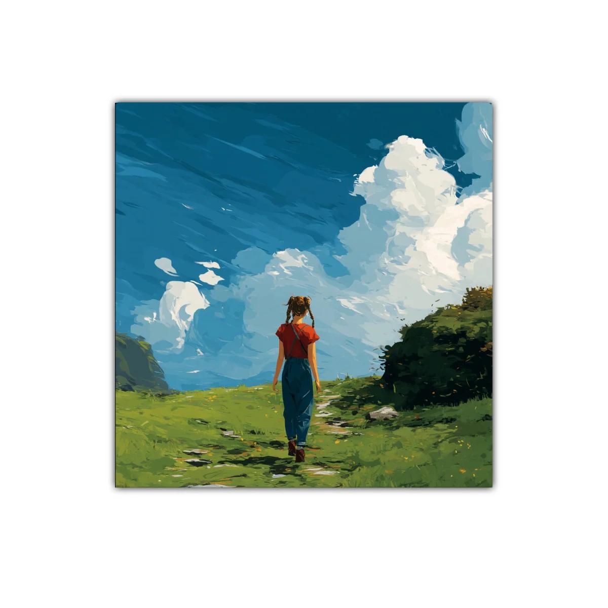 Paseo solitario en paisaje natural con cielo despejado — imagen principal