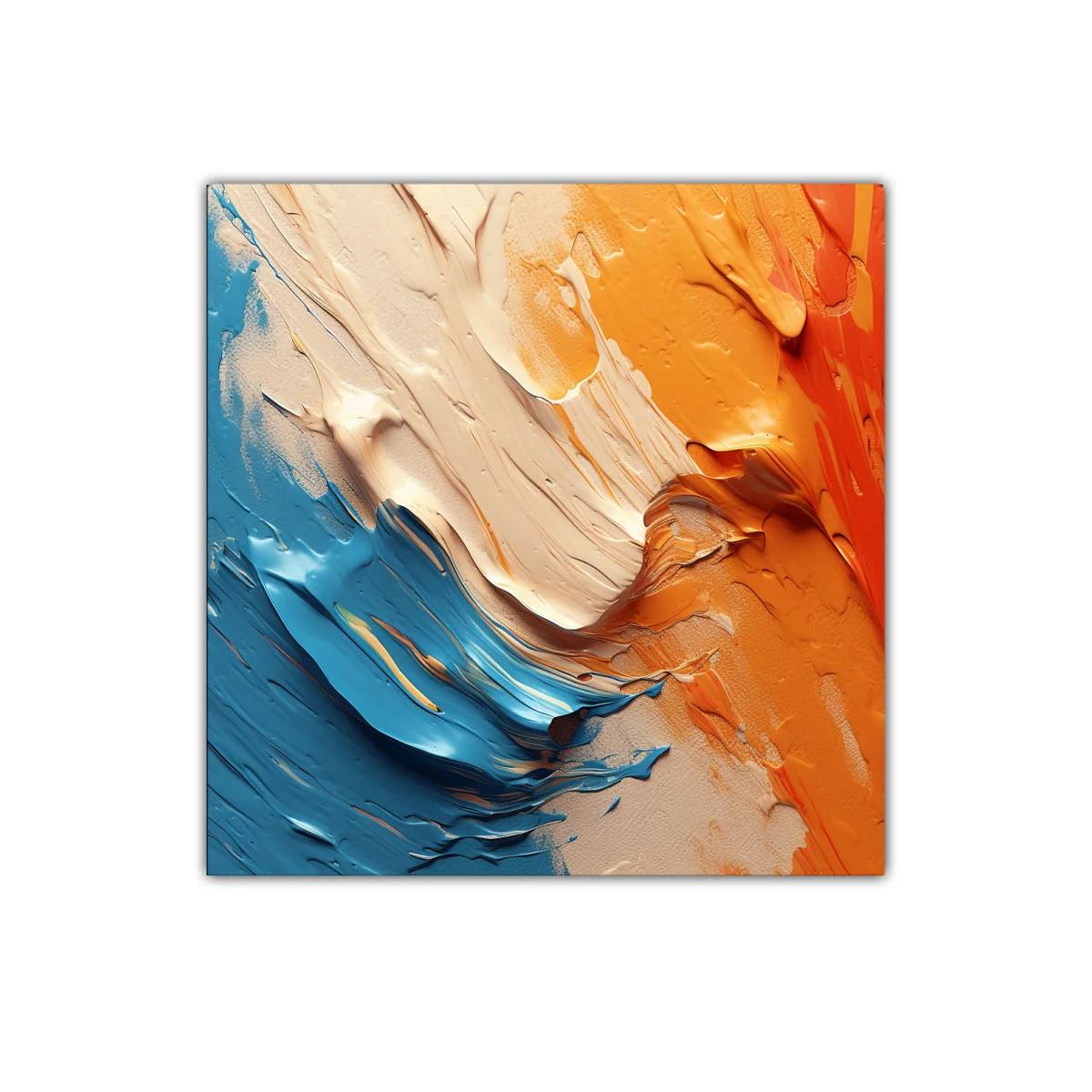 Composición vibrante en tonos azul y naranja fluido — imagen principal