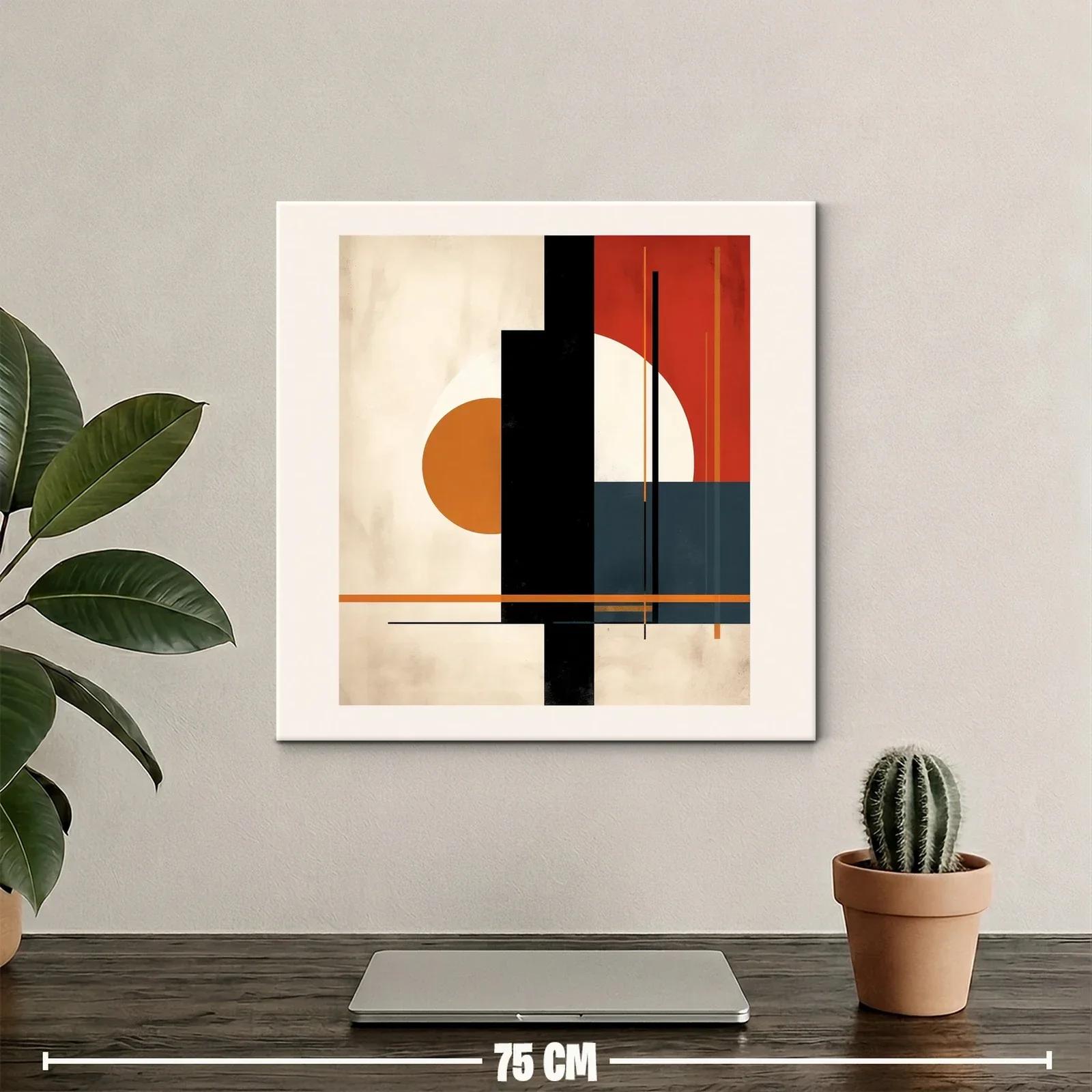 Cuadro abstracto con formas geométricas en tonos cálidos — miniatura 2