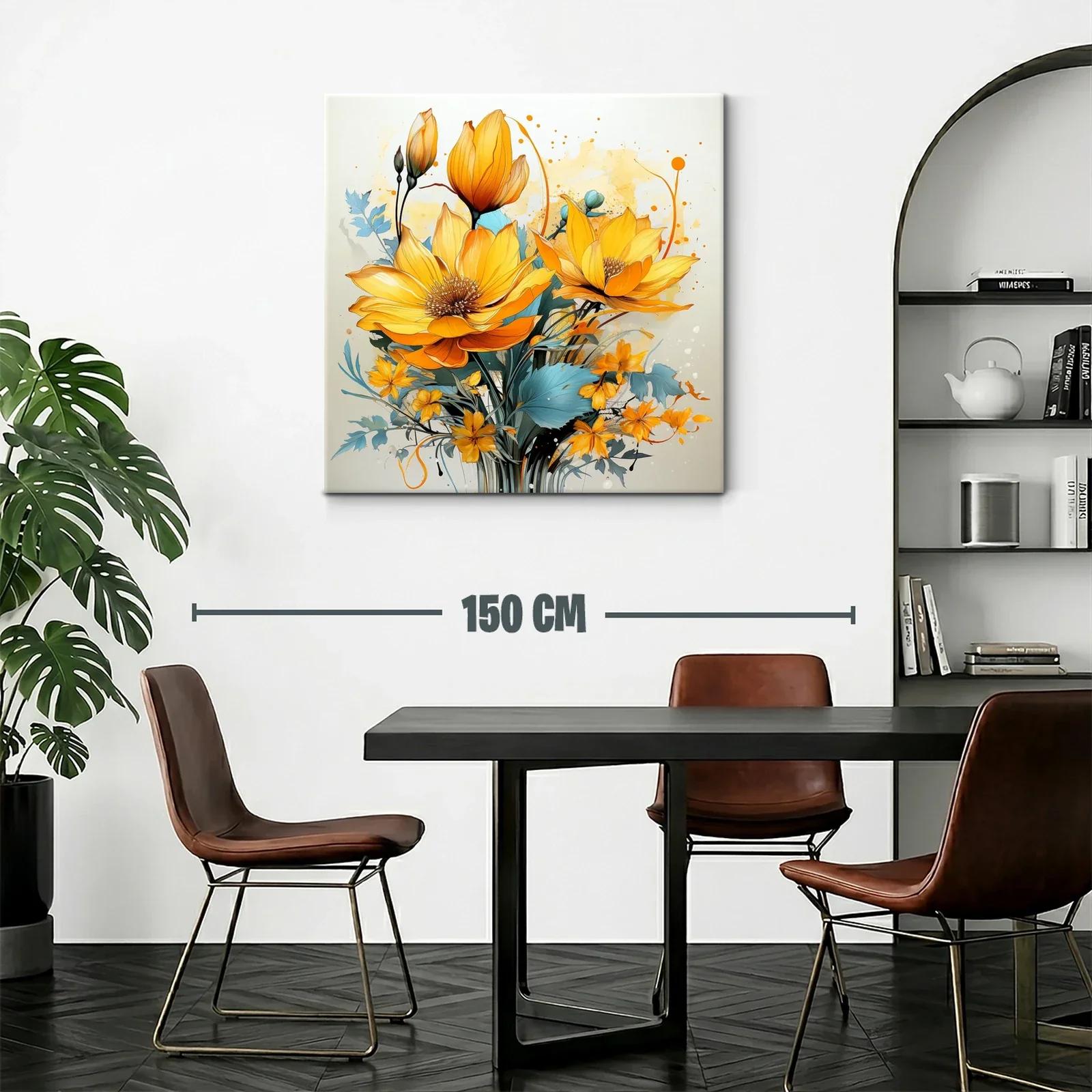 Flores vibrantes en tonos cálidos y azules suaves — miniatura 2