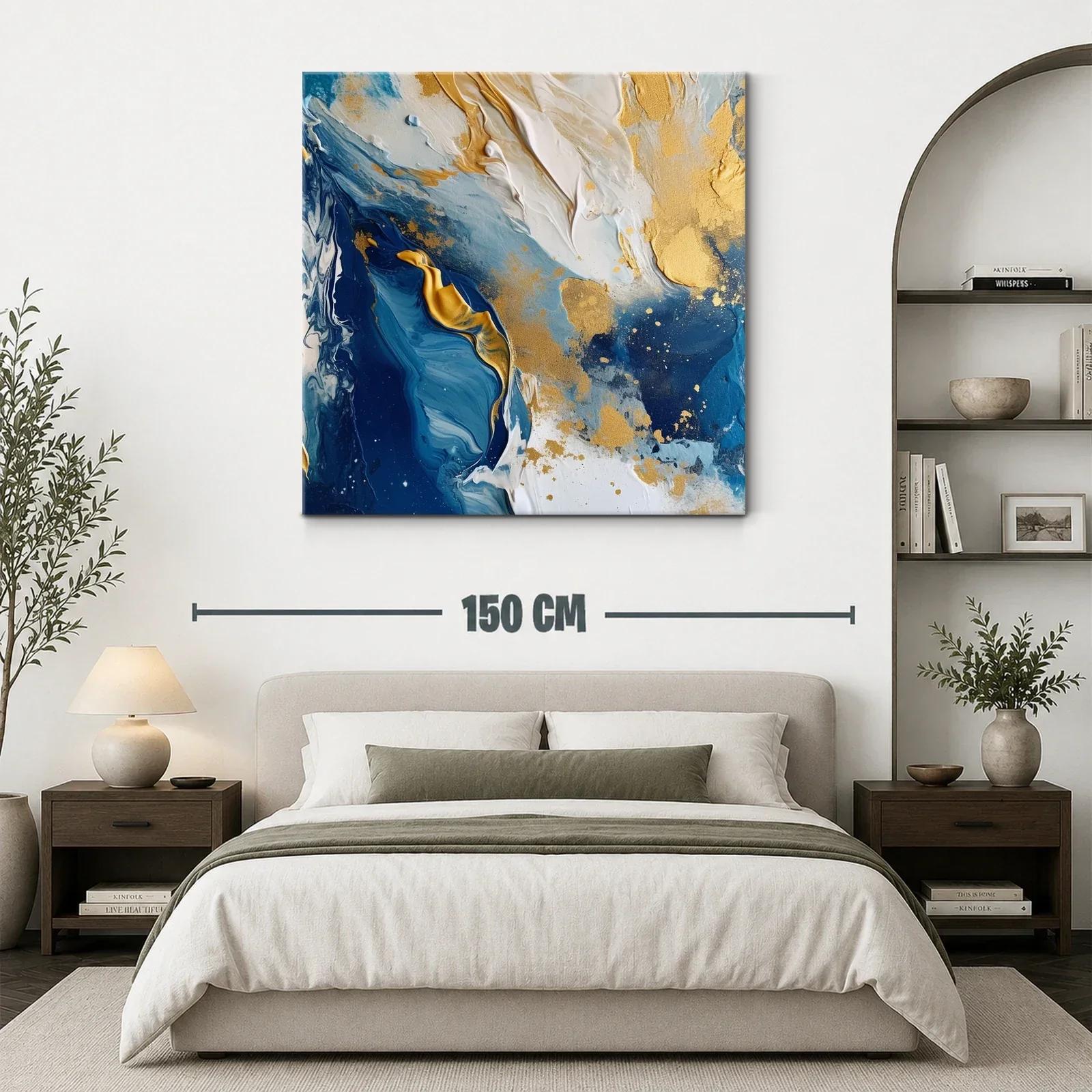Composición abstracta en tonos azules dorados y blancos — miniatura 3