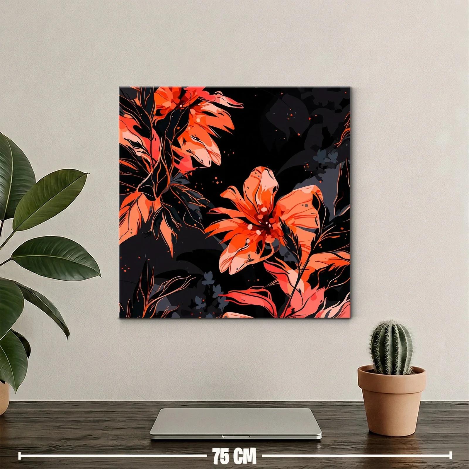 Flores vibrantes en tonos cálidos sobre fondo oscuro — miniatura 2