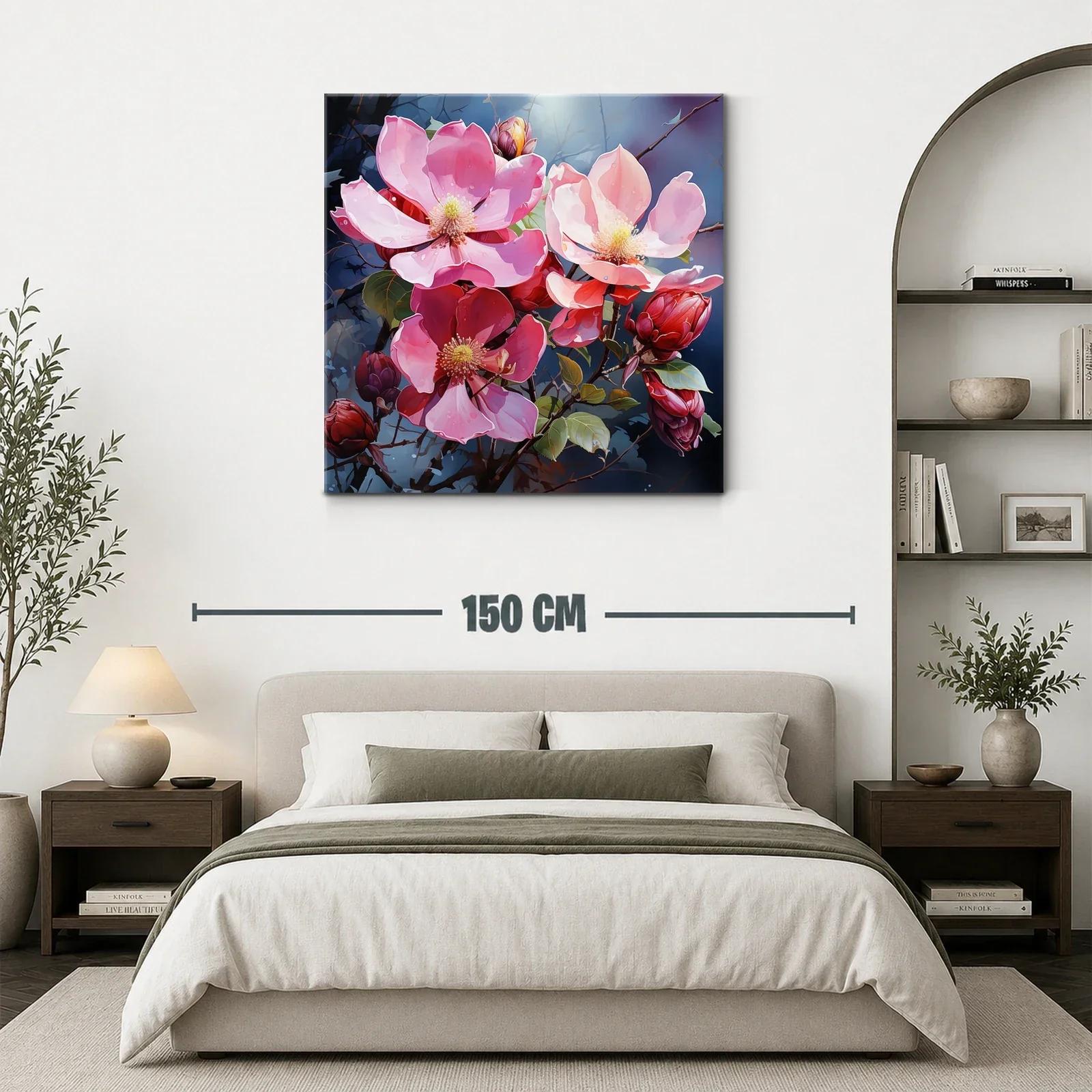 Flores rosas en contraste con fondo azul oscuro — miniatura 3