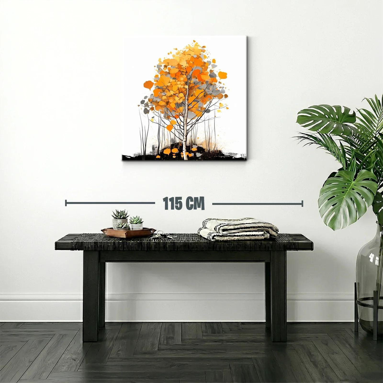 Árbol de otoño con hojas en tonos naranjas y grises — miniatura 2