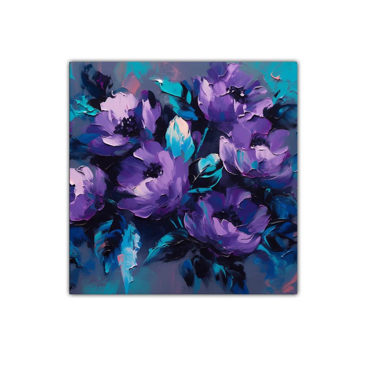 Cuadro decorativo con flores en tonos morados y azules — imagen principal