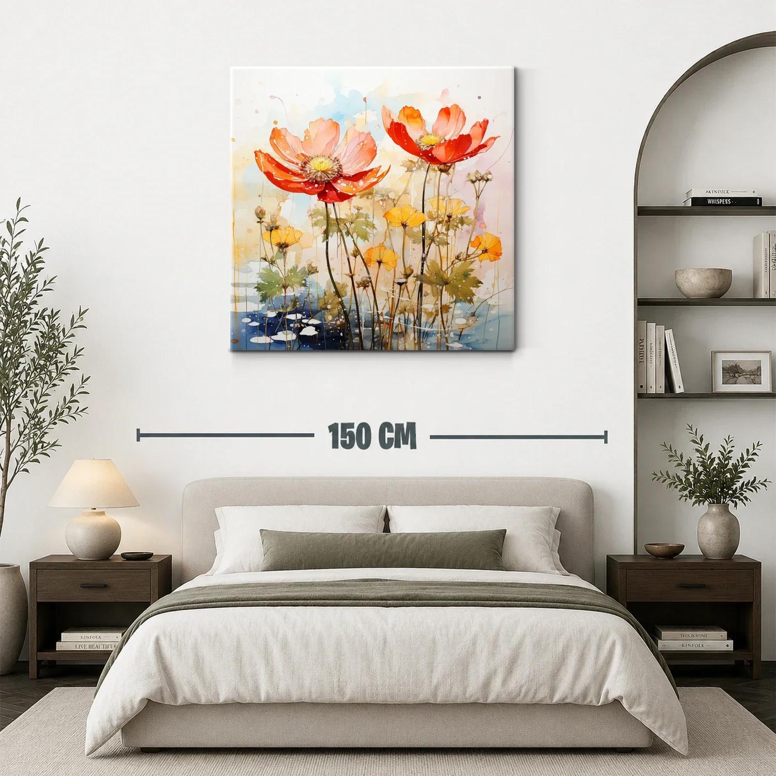Flores vibrantes en tonos cálidos y suaves acuarelas — miniatura 3