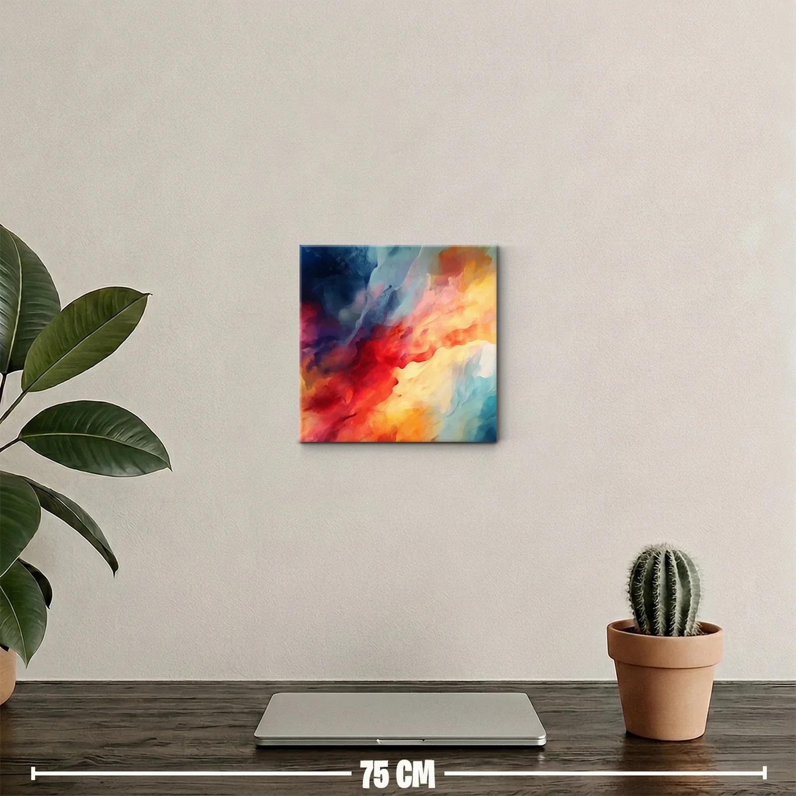 Cuadro abstracto con vibrantes tonos cálidos y fríos — miniatura 2