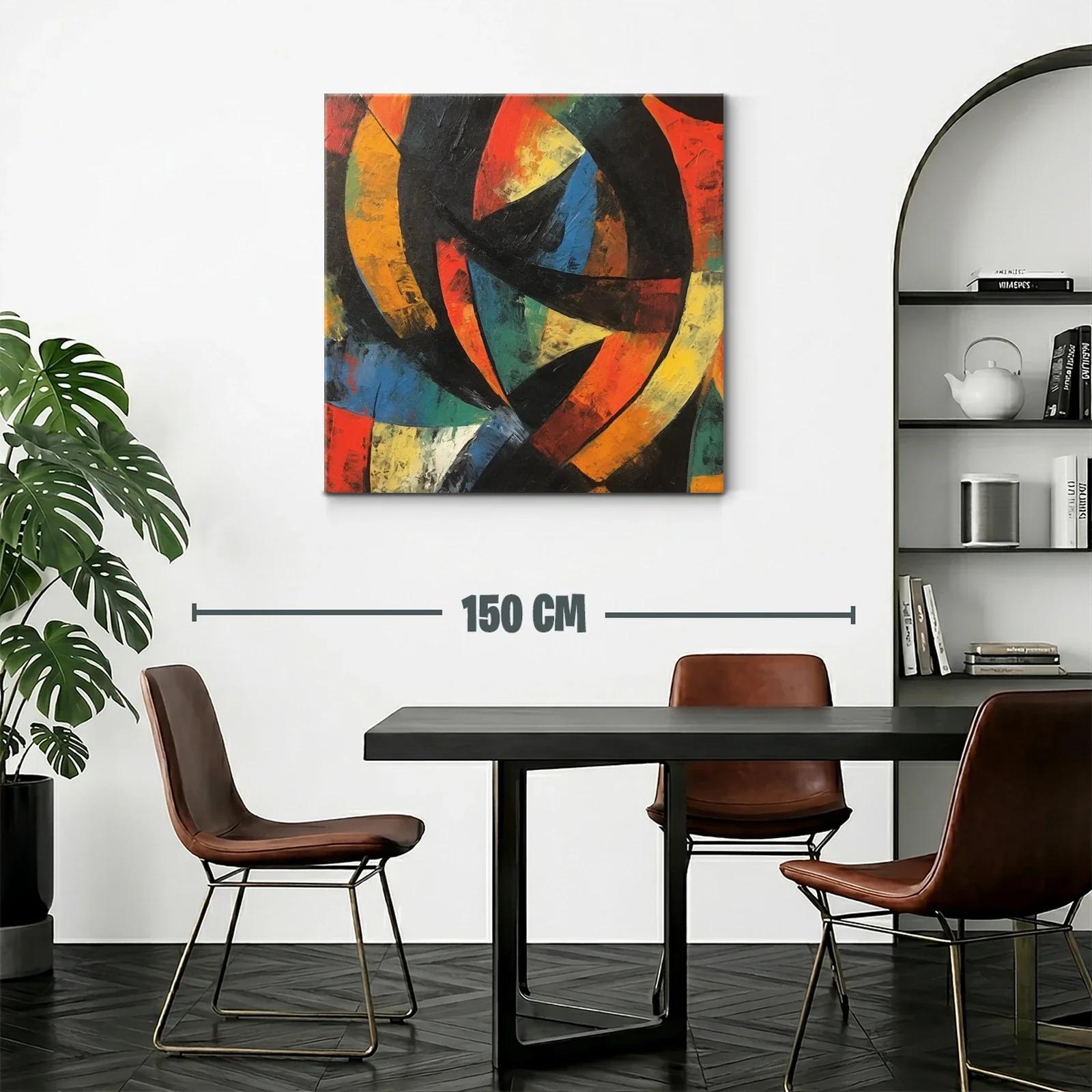 Composición Abstracta con Tonos Cálidos y Fríos Dinámicos — miniatura 2