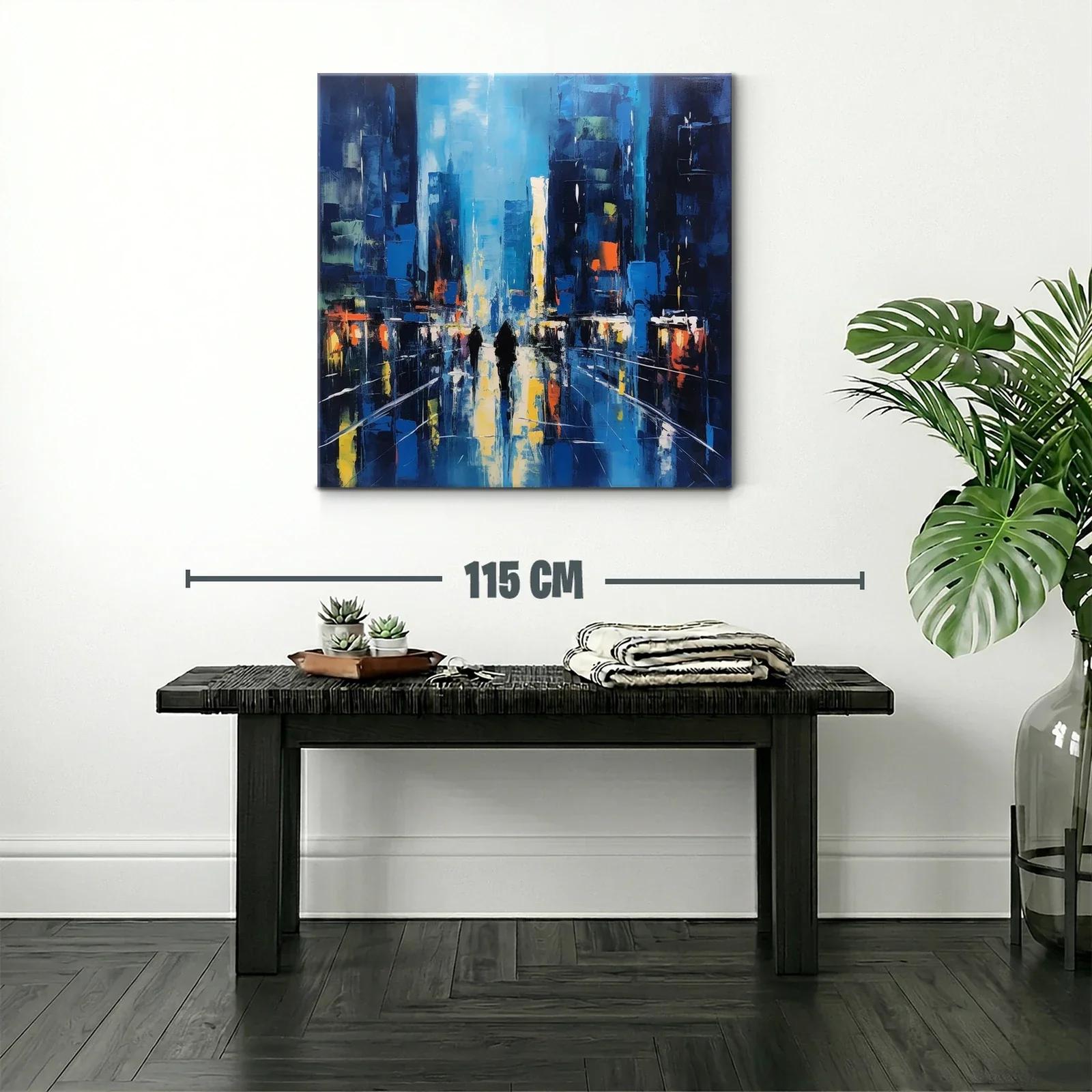 Paisaje urbano nocturno con reflejos vibrantes y figuras — miniatura 2