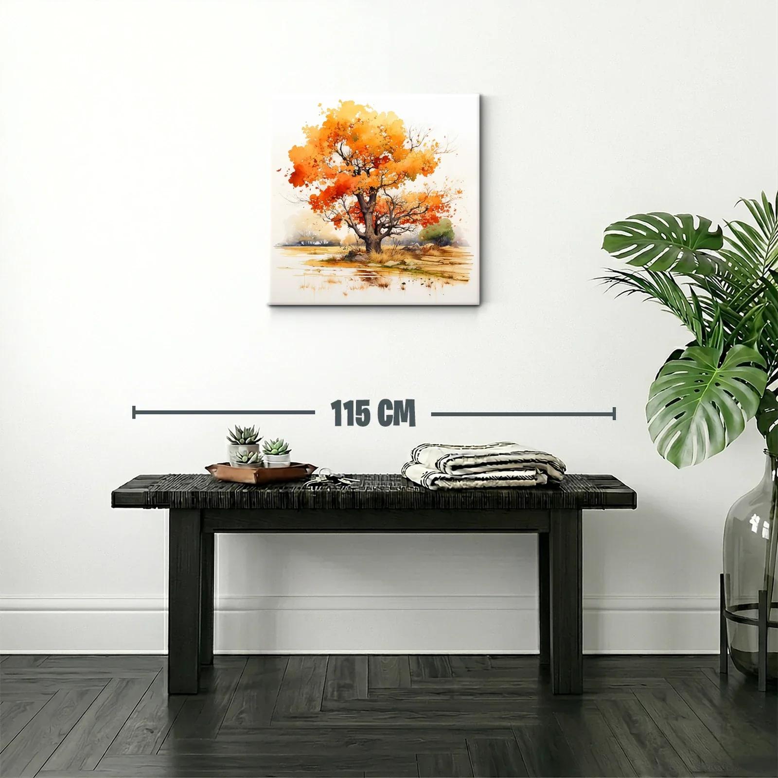 Árbol otoñal con tonos cálidos y paisaje sereno — miniatura 2