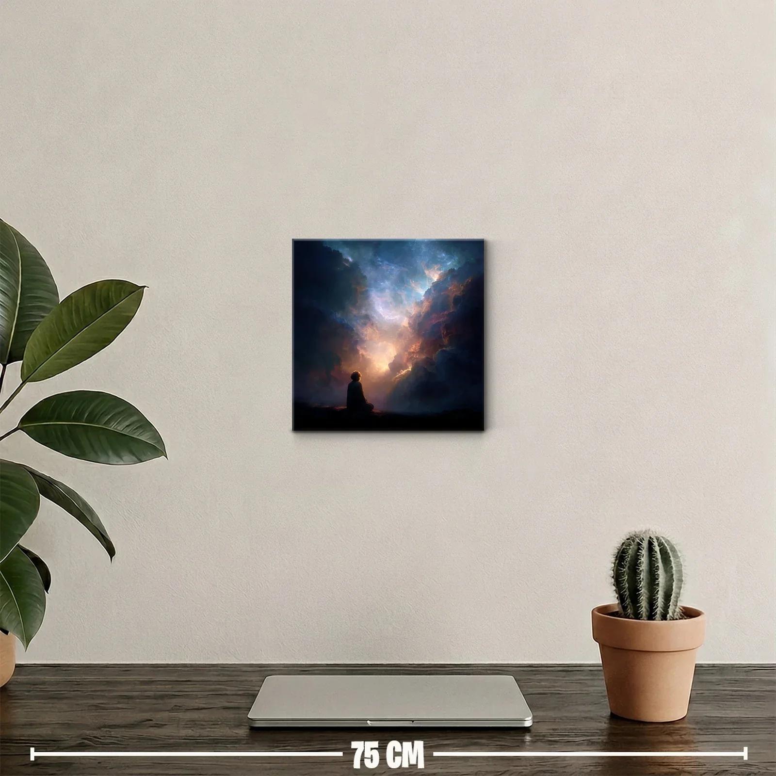 Meditación bajo un cielo estrellado lleno de luz celestial — miniatura 2