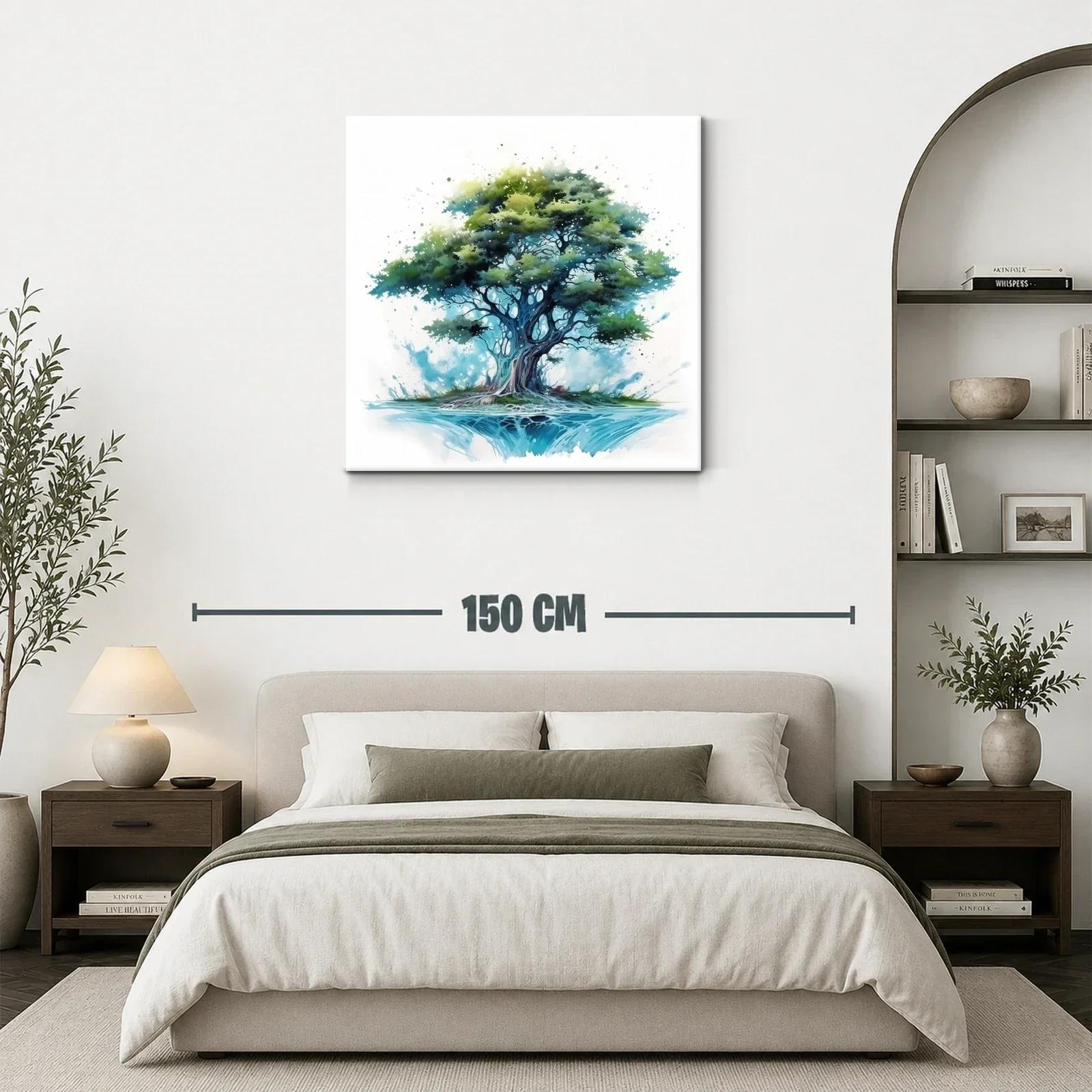 Árbol frondoso en tonos azules y verdes vibrantes — miniatura 3
