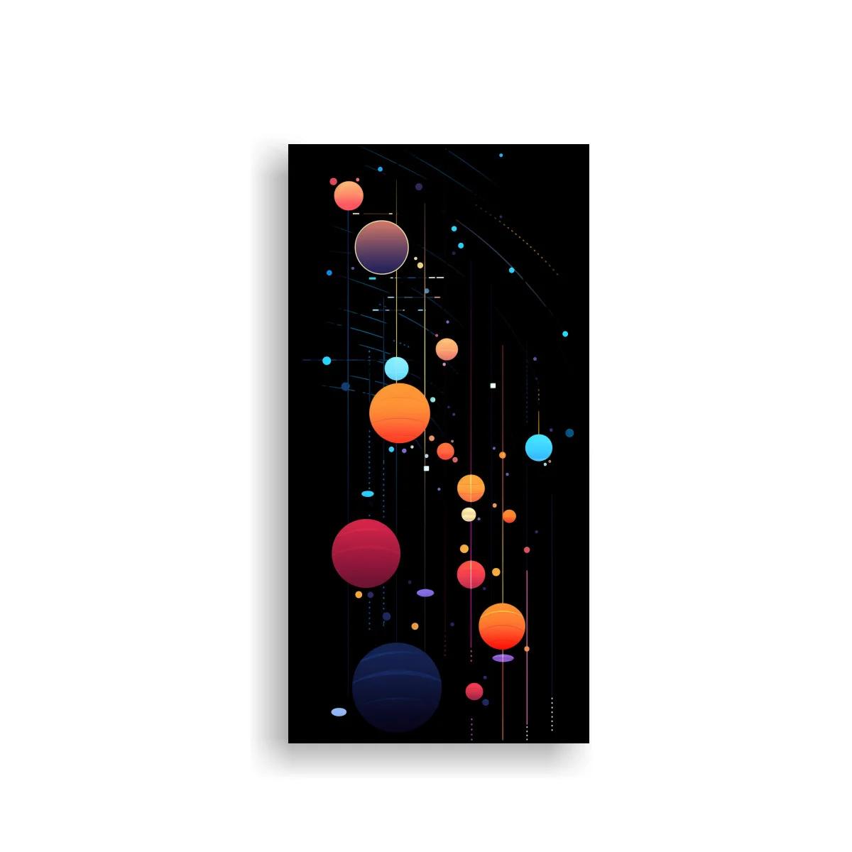 Cuadro planetas de colores con órbitas finas
