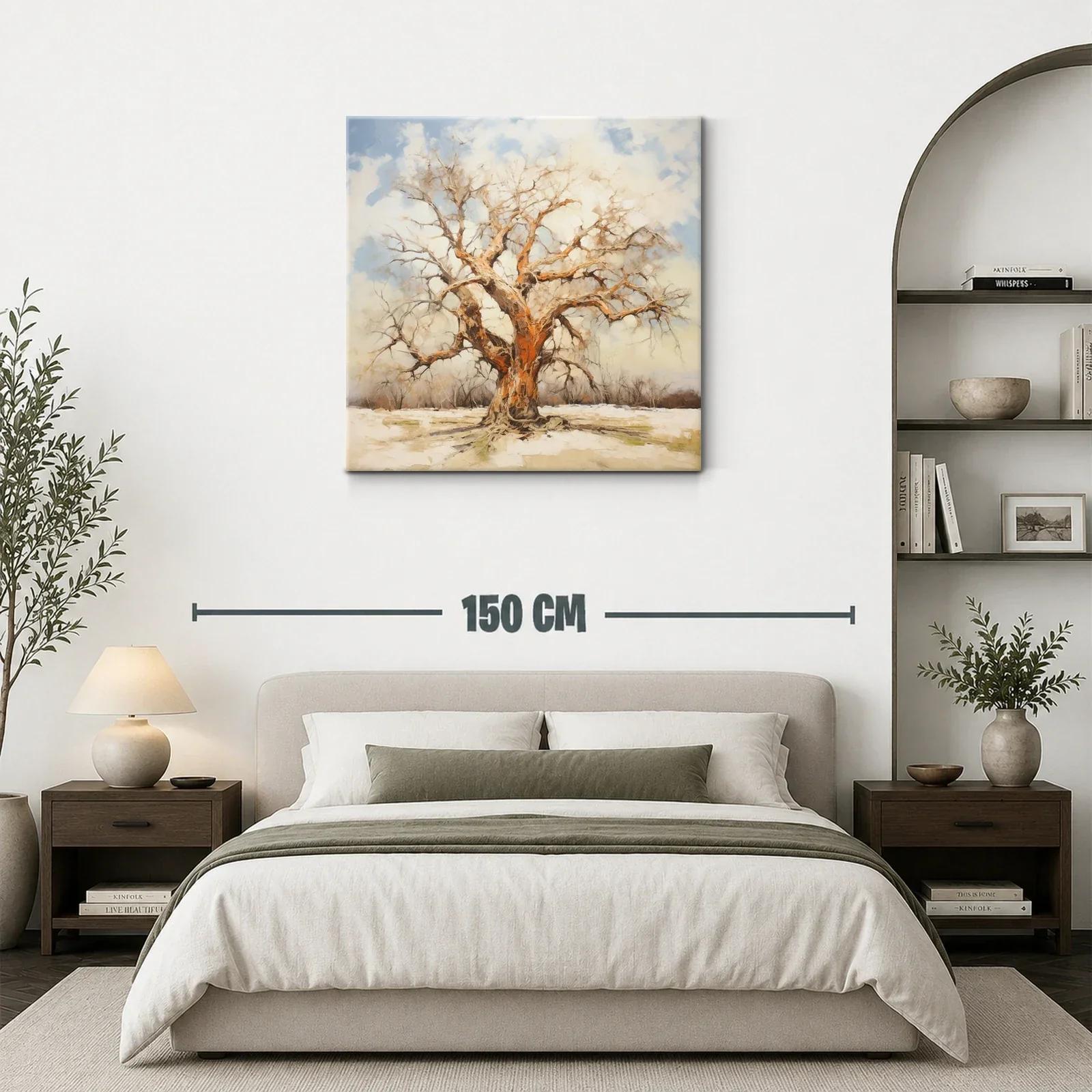 Árbol solitario con tonos cálidos y fondo nevado — miniatura 3