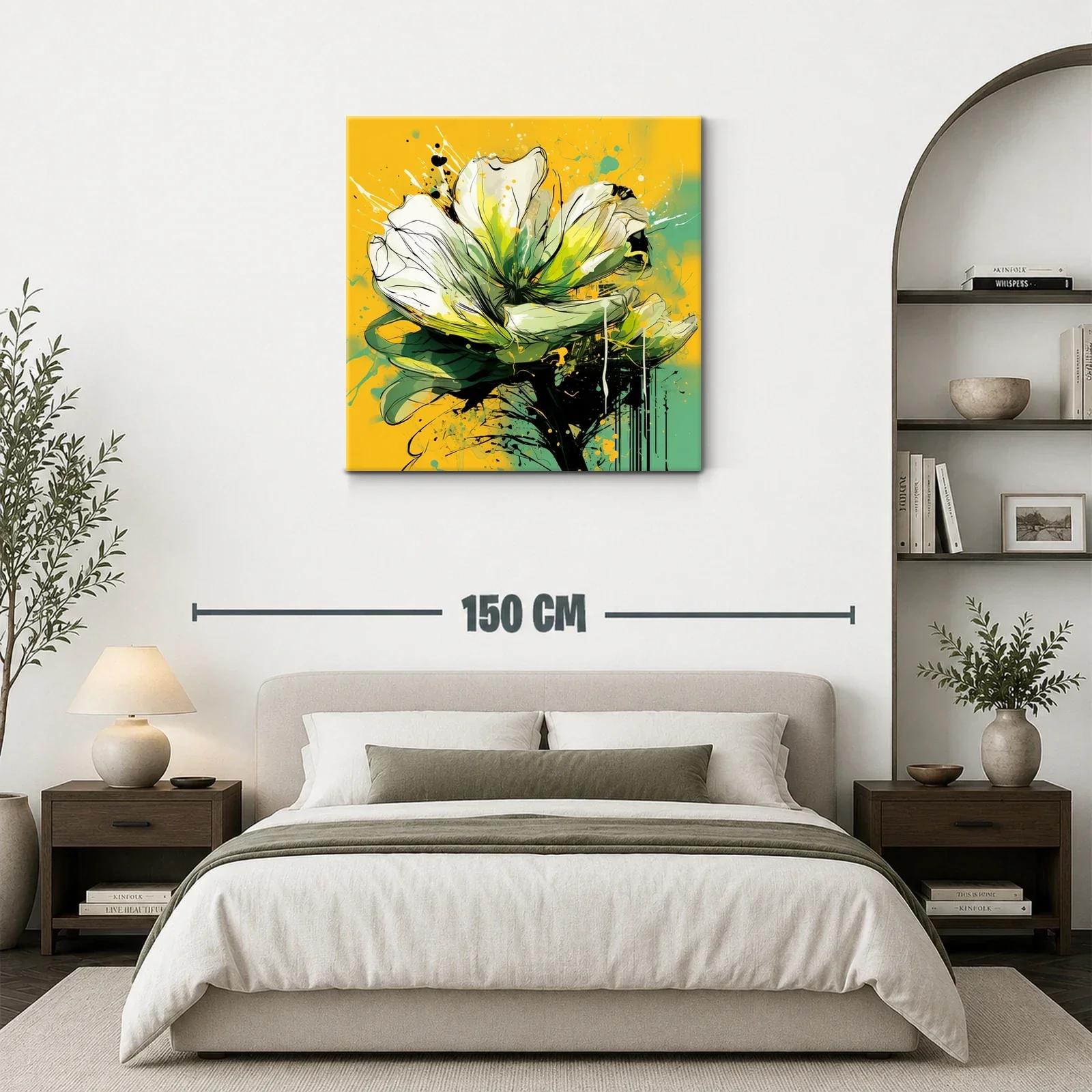 Flor abstracta vibrante en tonos verdes y amarillos — miniatura 3