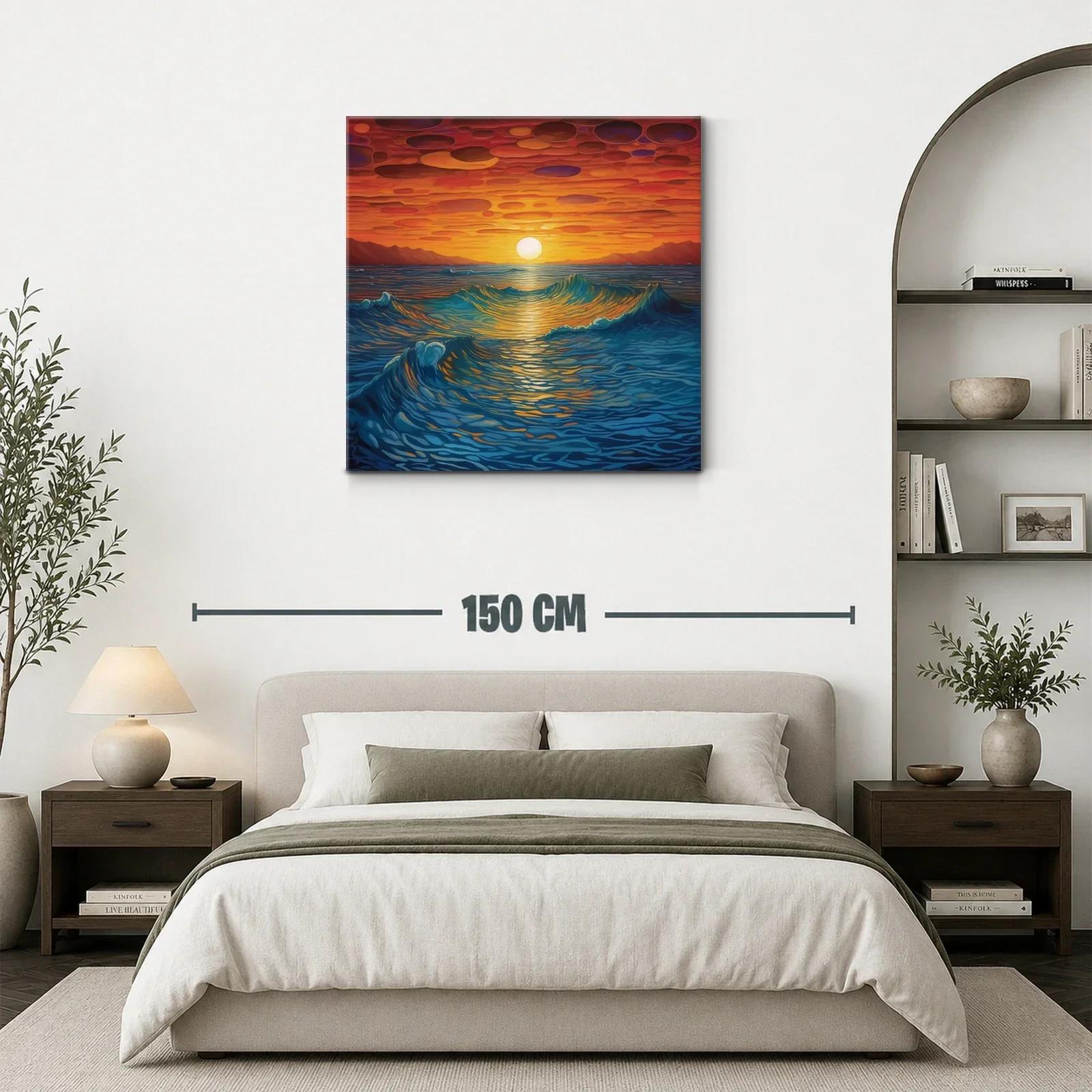 Atardecer vibrante sobre el mar con olas en movimiento — miniatura 3
