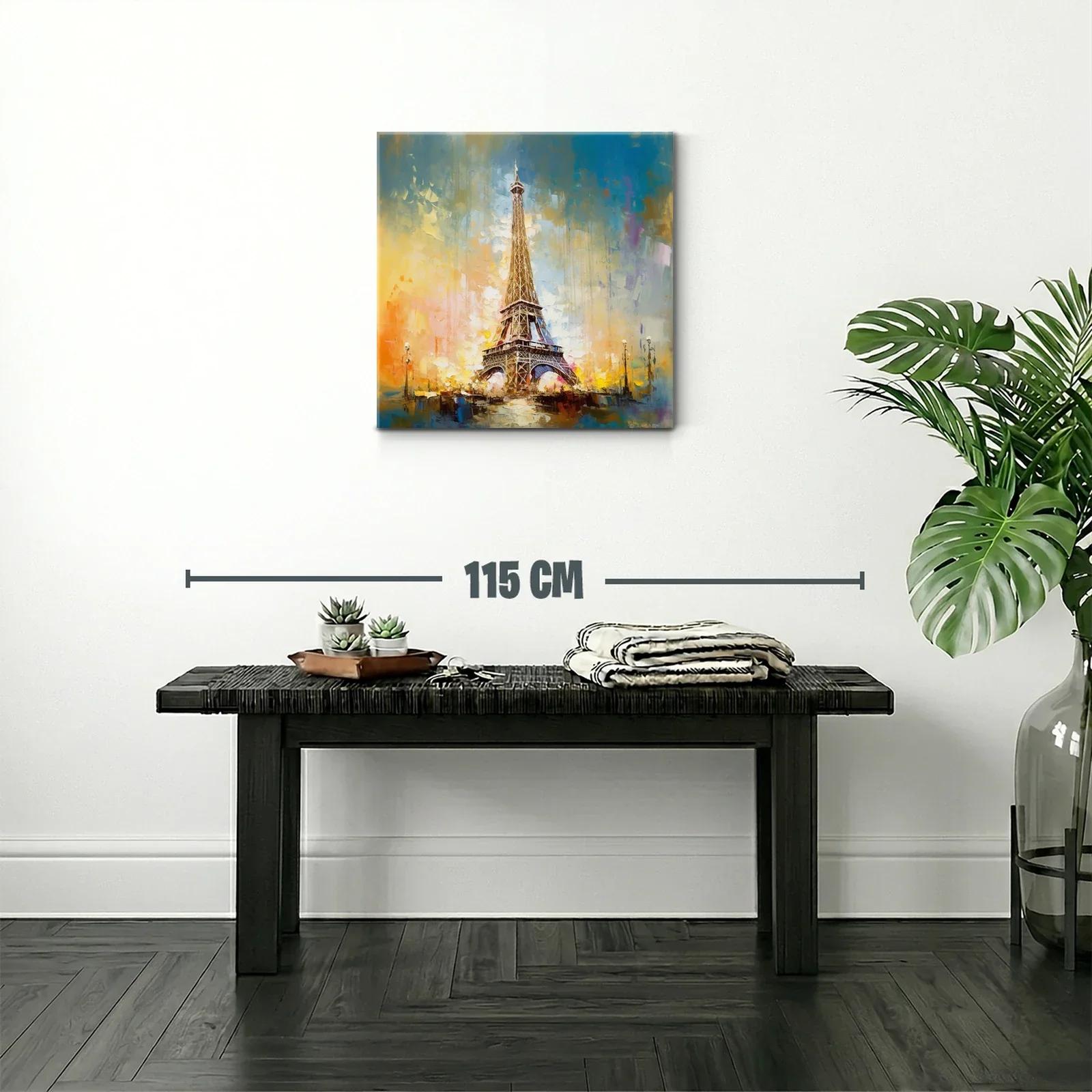 Cuadro Torre Eiffel con tonos cálidos y cielo azul brillante — miniatura 2
