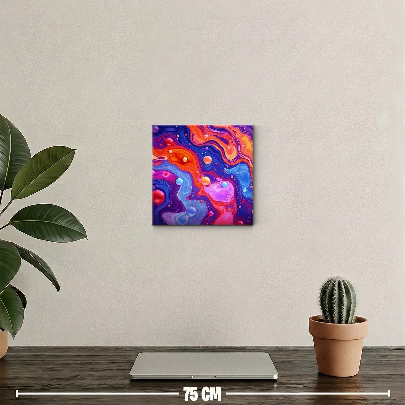 Cuadro abstracto con burbujas coloridas y ondas fluidas — miniatura 2